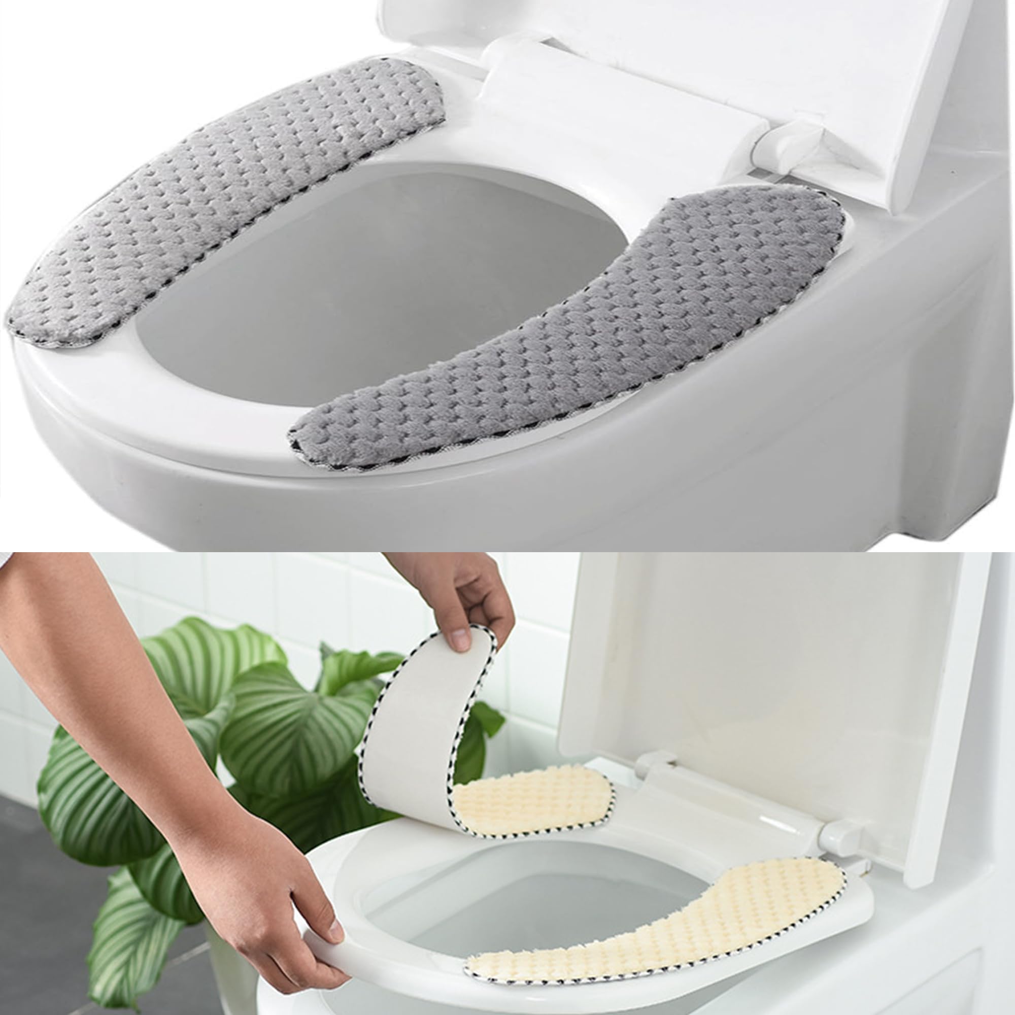 Housses Siège Toilette Lavables - Lot De 2 - Mousse Mémoire Forme - Adhésif Électrostatique