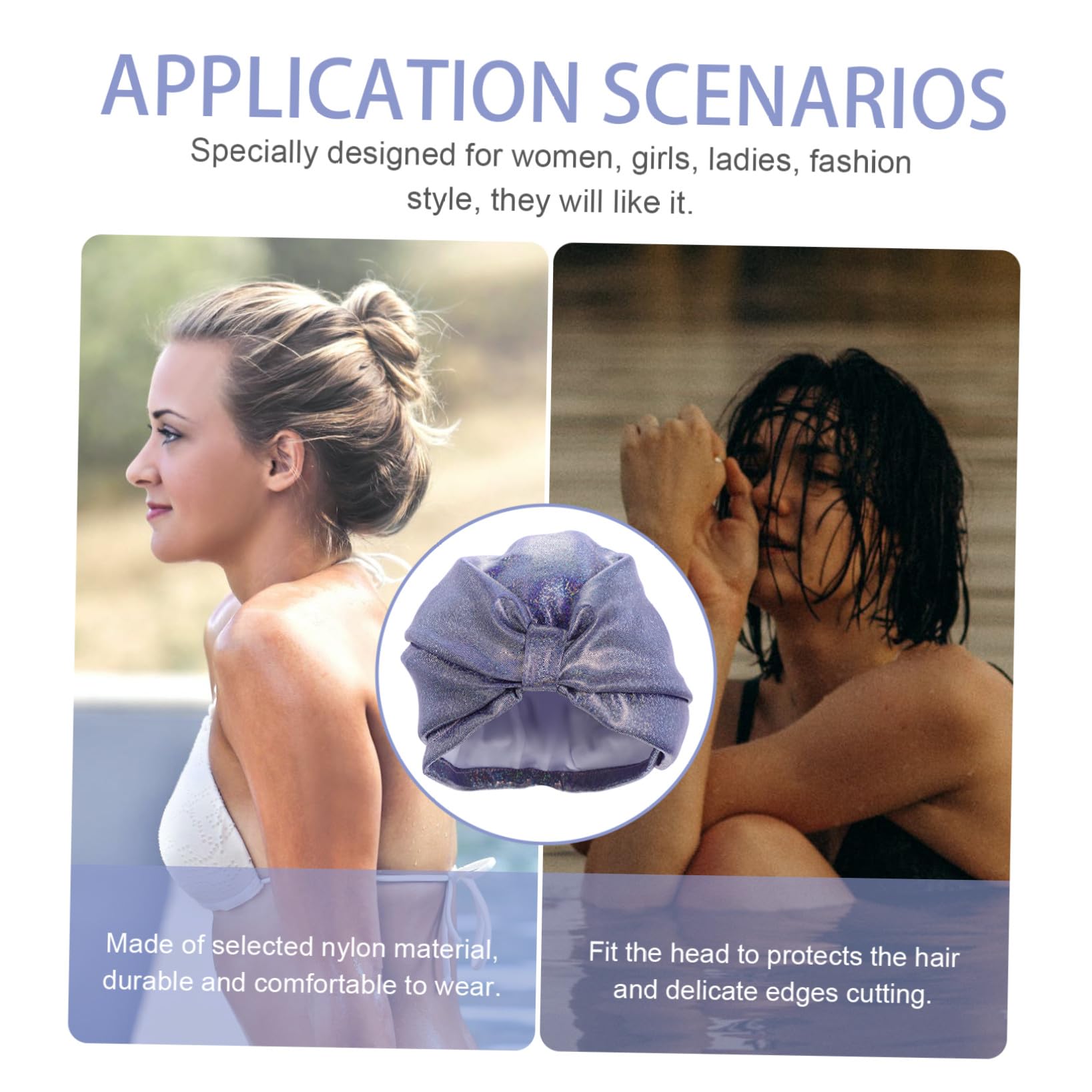 Hemobllo Gorro De Natación para Mujer Cabello Largo, Tejido De Nailon Ligero, Diseño Grande y Elasticidad Alta, Protector, Cómodo para Nadar y Actividades Acuáticas