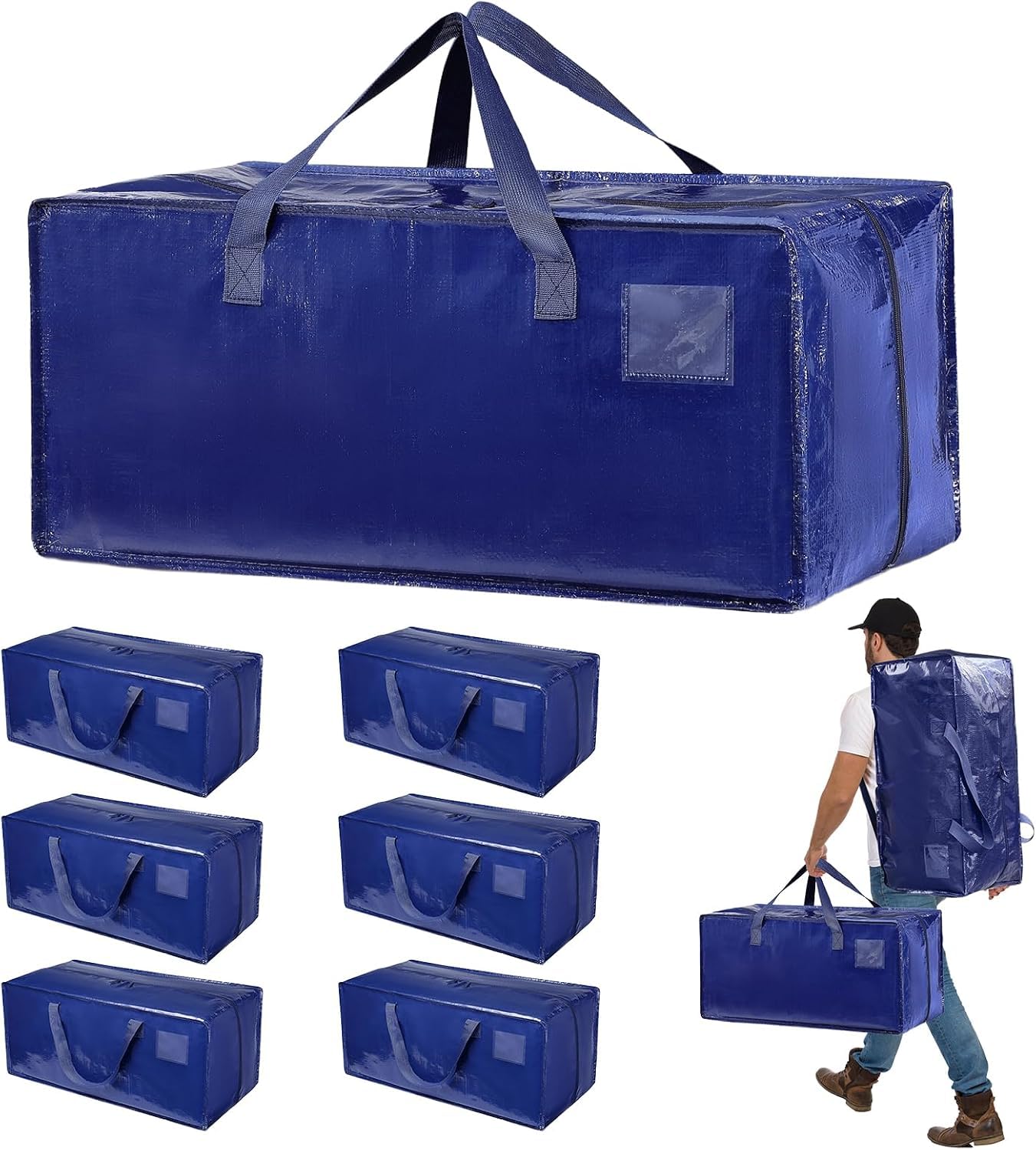 Lot de 6 Sac de Déménagement extra larges, 92L Sac de Rangement