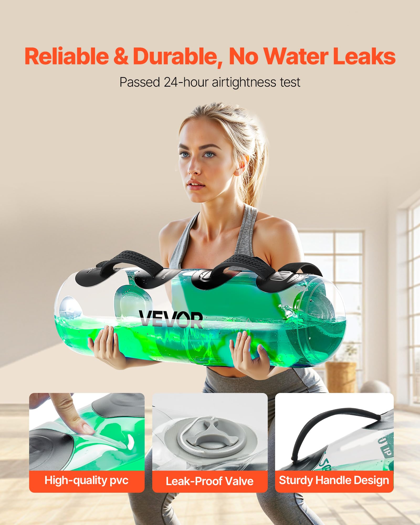 VEVOR Water Weights Aqua Bag Grand sac d'eau pour l'entraînement, équipement d'exercice de stabilité portable réglable et de fitness pour tout le corps, pour entraînement de force et d'équilibre