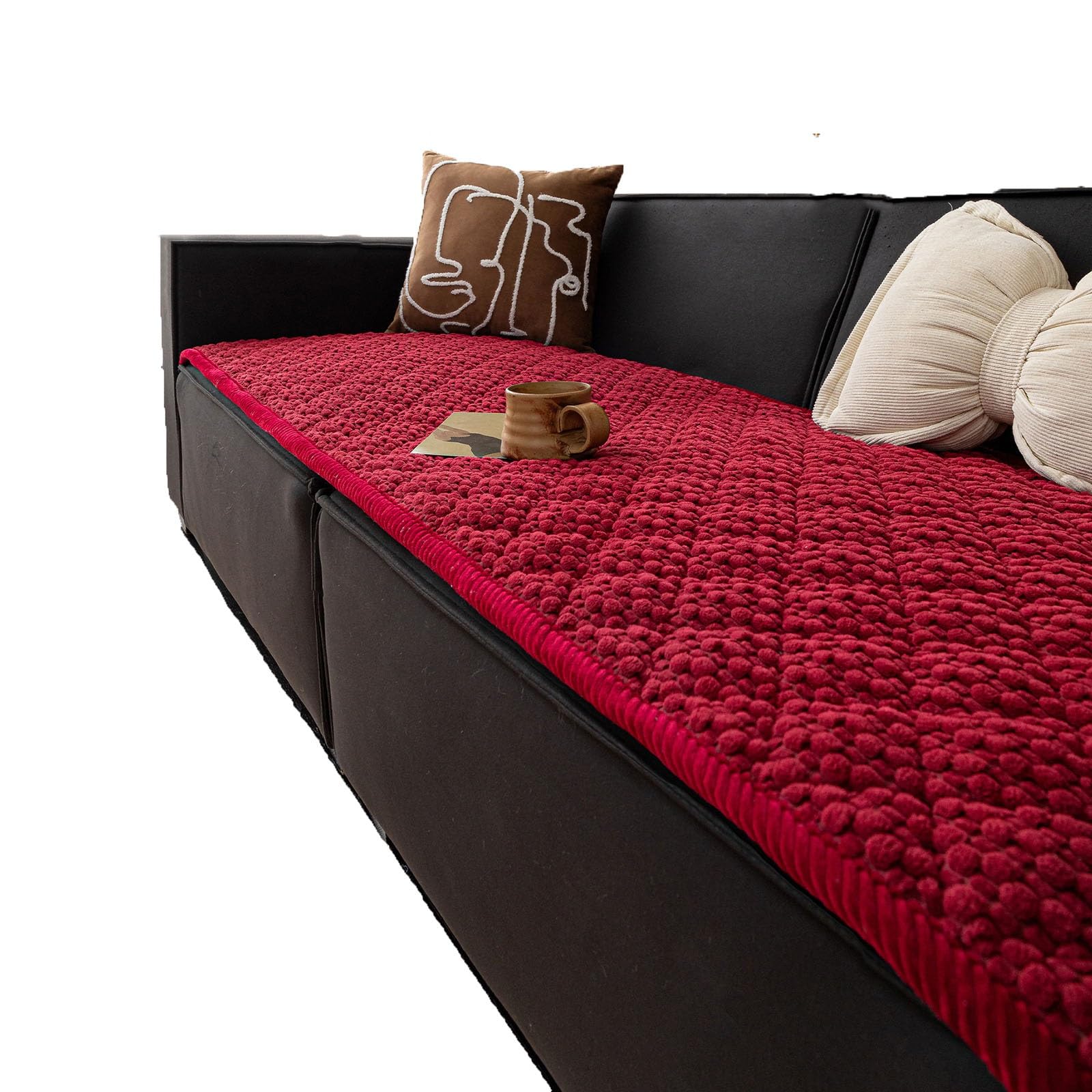 Washable Non-Slip Dog Couch Cover, Thick Soft Pet Sofa Protector, Pet-Friendly Sofa Slipcover for Living Room(Red,27.5 * 27.5inch)