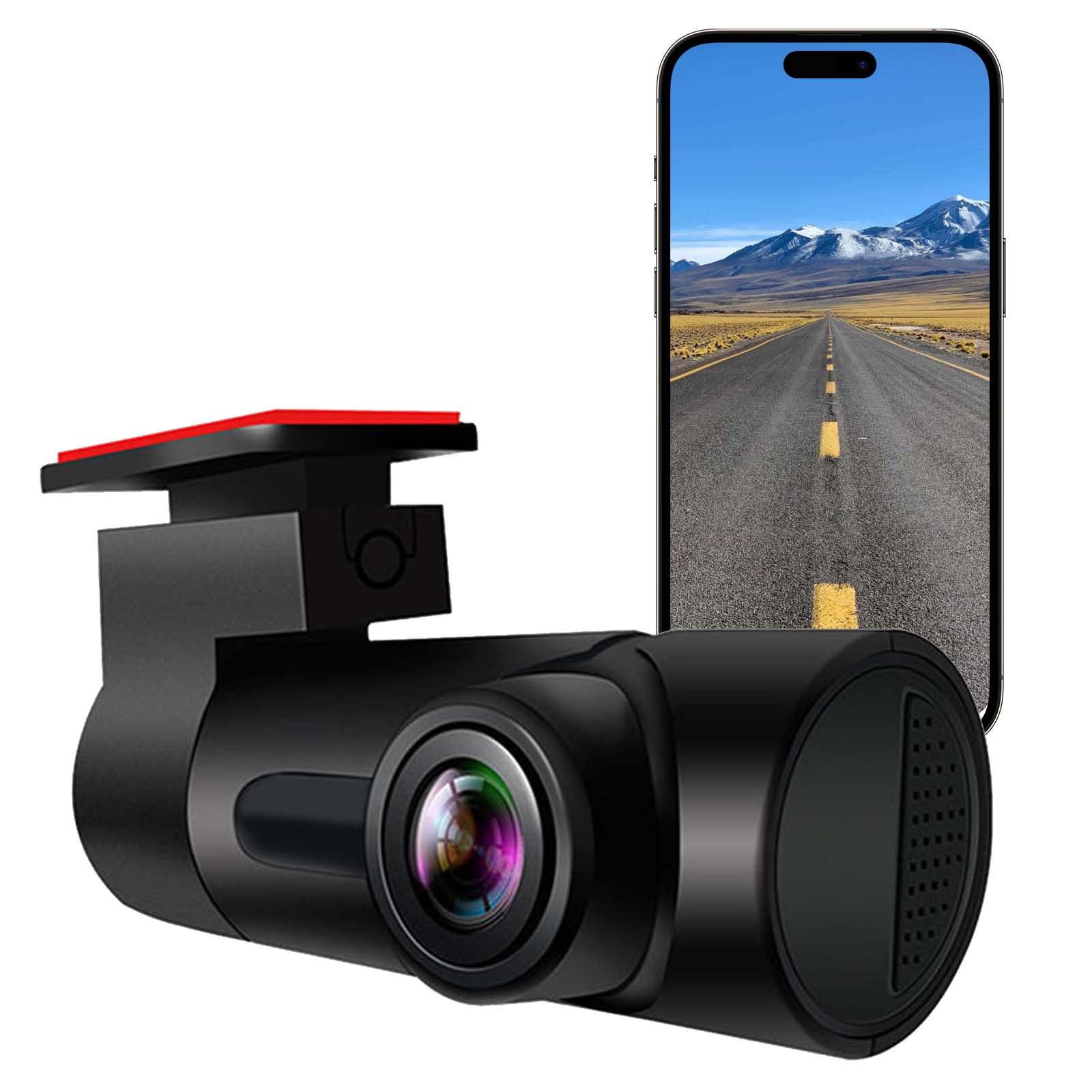Dash Cam Front 1080P, Mini Car Camera, with Car Charging Cable, WDR, F1.8 Aperture, Night Vision, Ultra-Compact Design, 130° Wide Angle, G-Sensor, Loop Recording