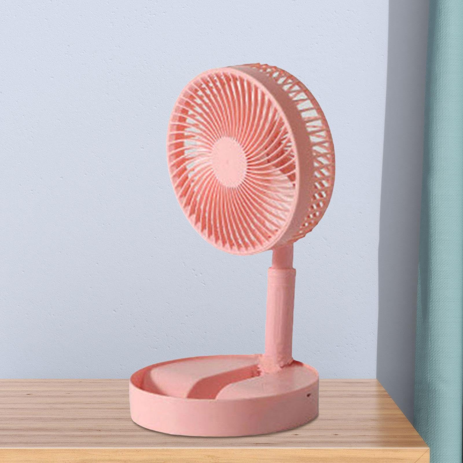 Ventilatore da Terra Oscillante Portatile, Ventilatore Telescopico con Piedistallo, USB, 4 velocità, Silenzioso, Pieghevole, per Casa E Esterni, Rosa