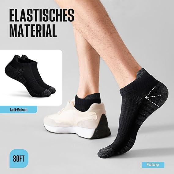 SockWaddles 10 Paar Sneaker Sokken Heren Dames, Anti Zweet Korte Sokken, Katoen Sportsokken, Ademend Hardloopsokken Unisex Zwart Wit Grijs