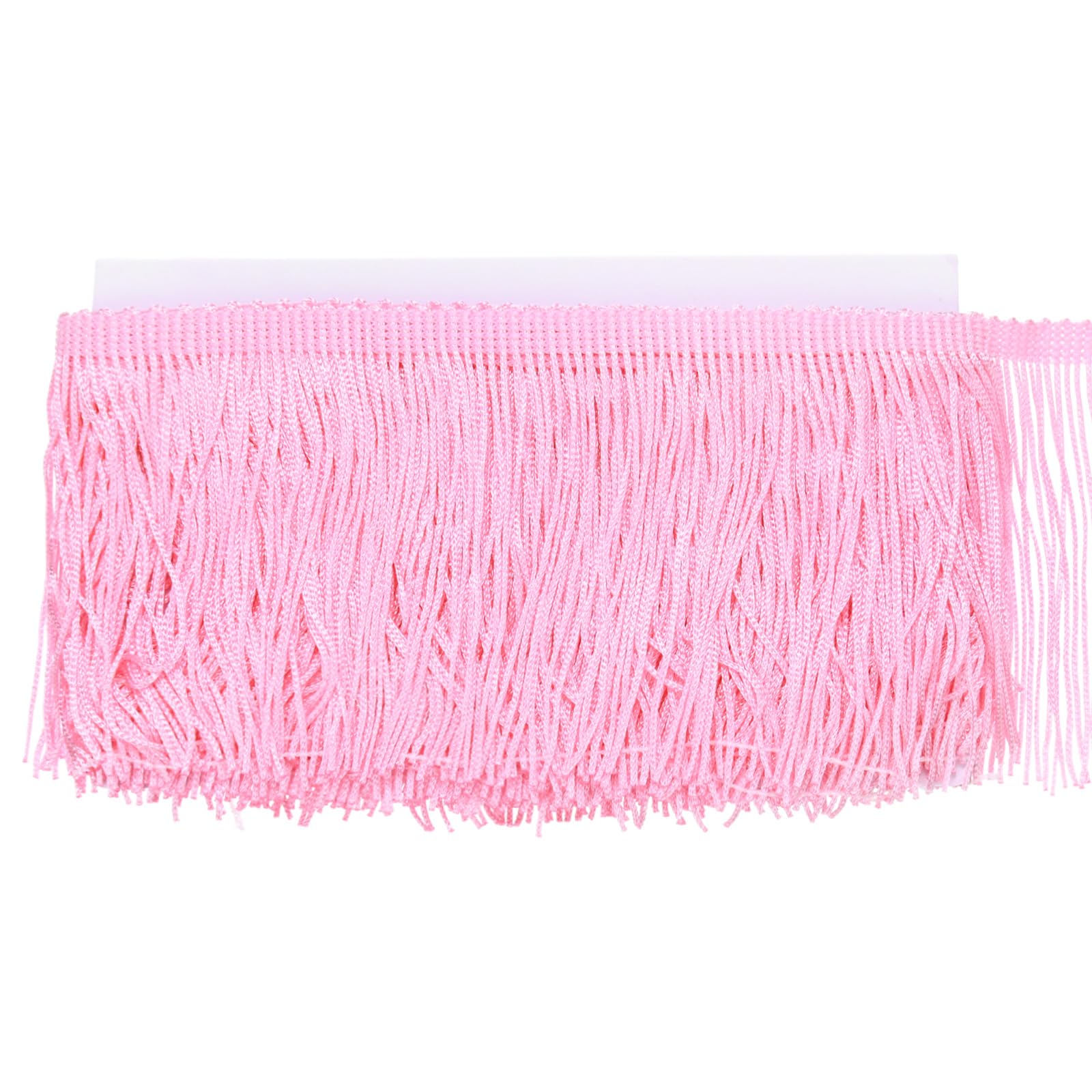 M METERXITY Chainette Fringe Trim, 5 Yards of 4" Polyester Braid Tassel Trim for DIY Crafts/Latin Dress/Lamp Shade Decoration/Wedding Dress/Sewing/Clothing Fringe Thread Yarn [Medium Pink]