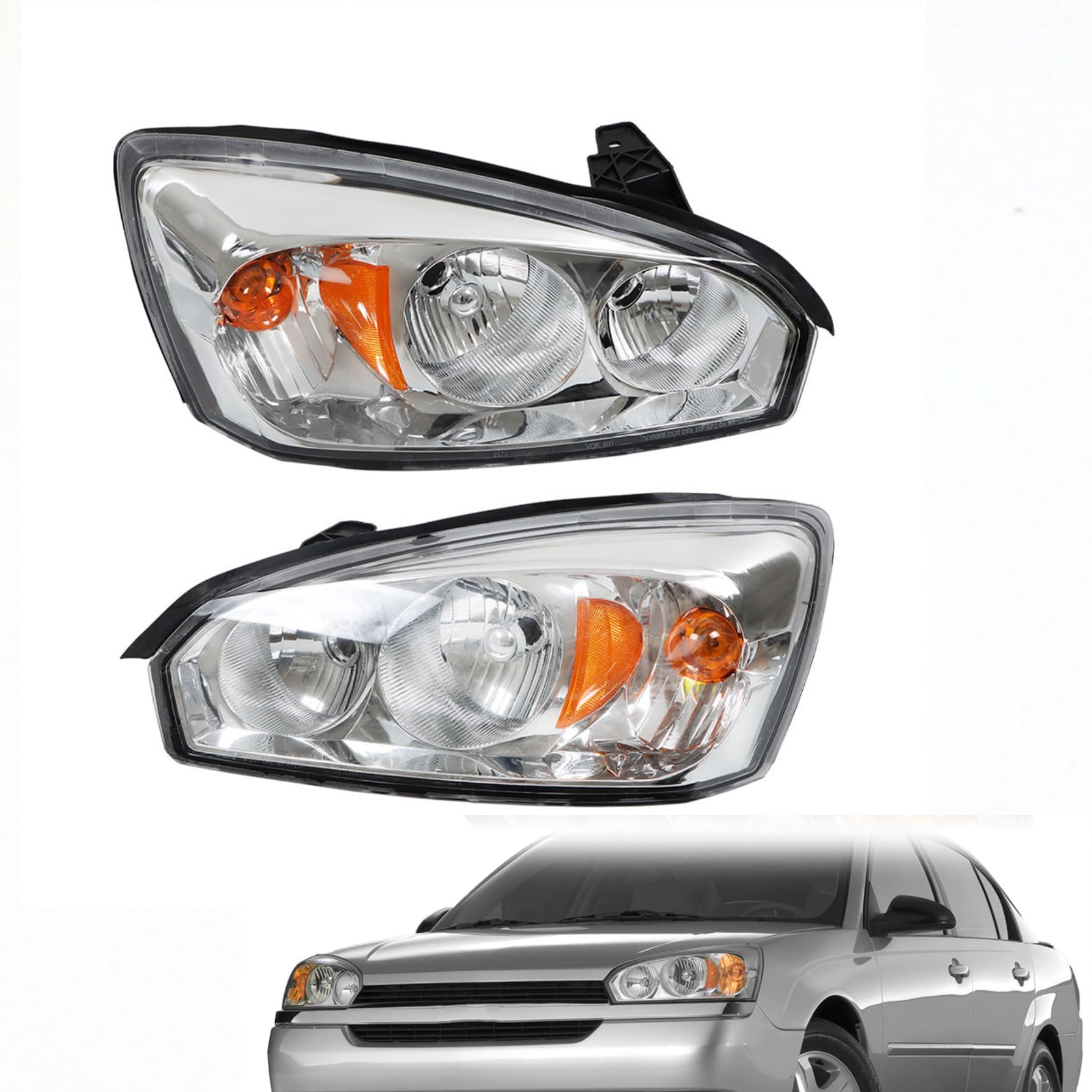 GXYWADY Headlight Headlamp Assembly Halogen Driver Side Left LH Passenger Side Right RH Replacement for Malibu 2004-2008 Replacement for GM2502235
