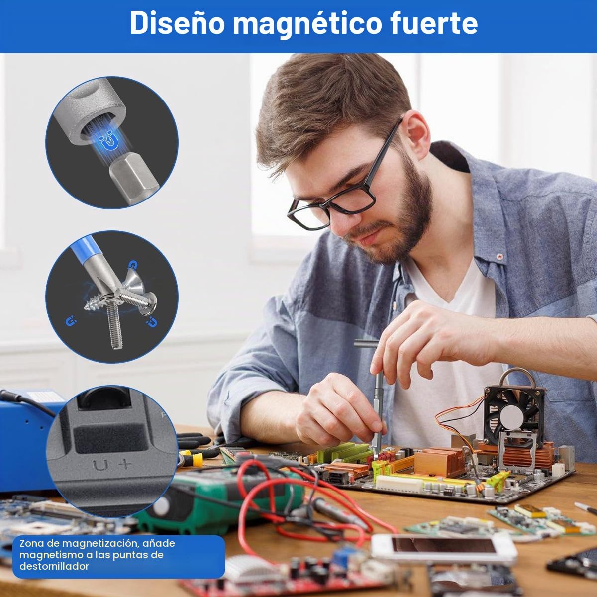 Juego de destornilladores de carraca 42 en 1, destornillador magnético de precisión con 40 puntas S2, mango en T modular y 3 mangos combinados, juego de herramientas de carraca mini con caja para