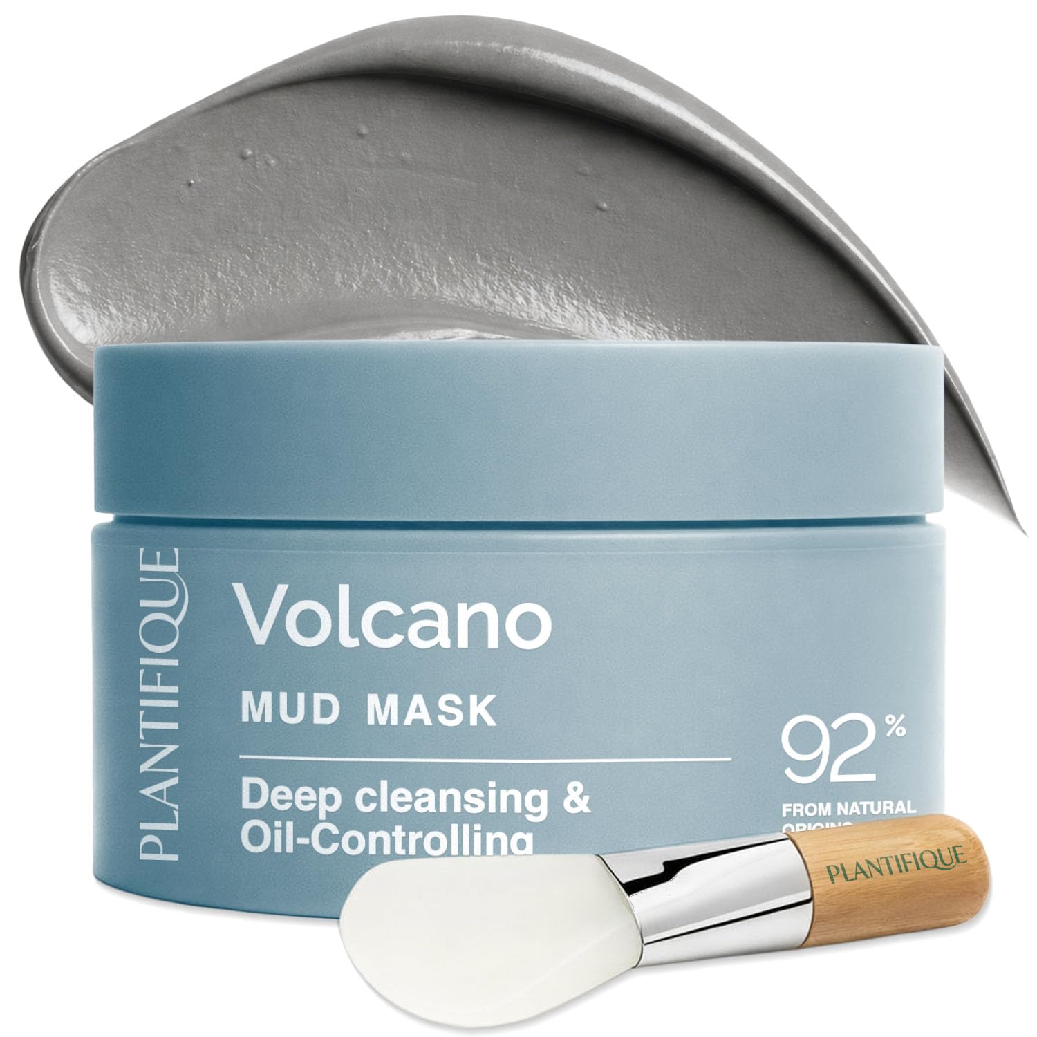 PLANTIFIQUE Maschera Viso Coreana Argilla Vulcanica e Fango Mar Morto – Maschera Viso Corpo con Carbone, Acido Ialuronico, Olio Jojoba, Burro Karité – Purifica, Affina Pori, Idrata e Calma – 110 g