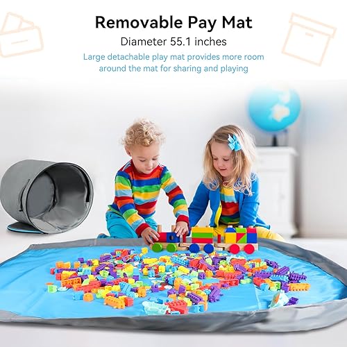 Miniatura 3 de LANDICI Organizador de almacenamiento de juguetes, caja de juguetes con tapete de juego, cesta organizadora de juguetes plegable, almacenamiento de