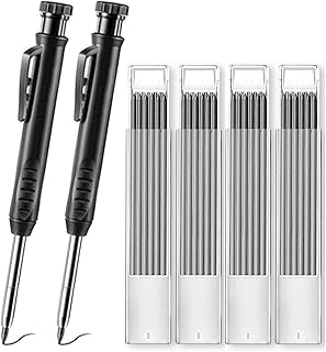 Carpenter Construction Mechanical Pencil Sharpener : 2 solid woodworking carpenter pencils with 24 grey refill.Deep hole mechanical pencil marker marking tool with built in sharpener for carpenter