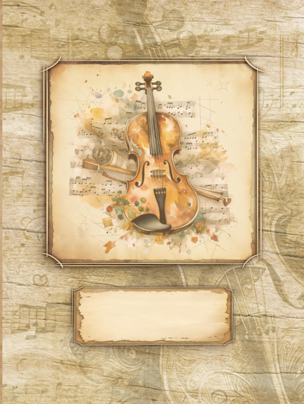 Cahier de musique pour violon et alto avec portées vierges style vintage