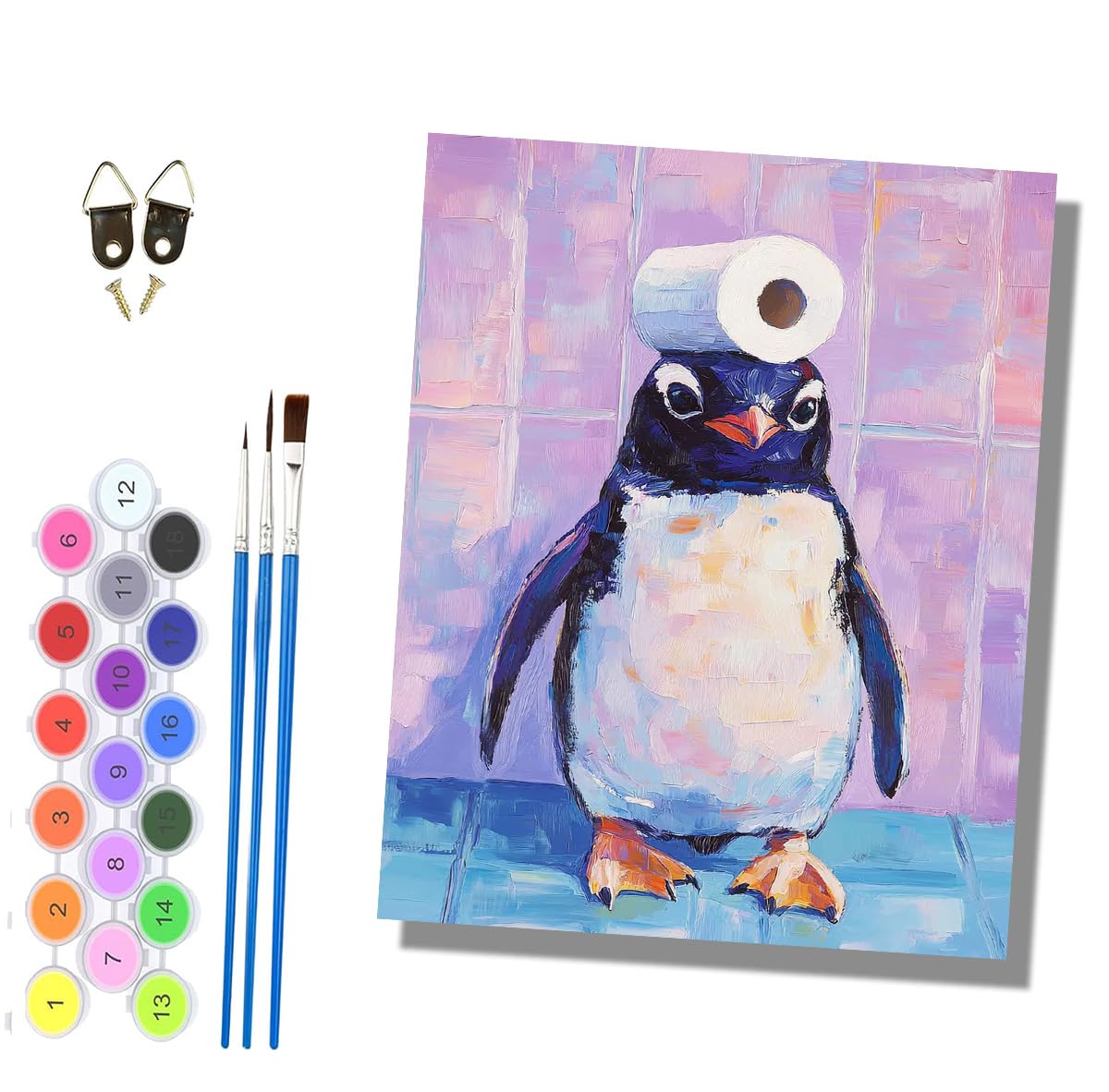 HONGPZH Paint by Numbers for Adults and Beginner Painting by Number Kits On Canvas Without Frame Painting Acrylic Paints Home Wall Decor 40x50cm/16x20in Penguin-top Toilet Paper