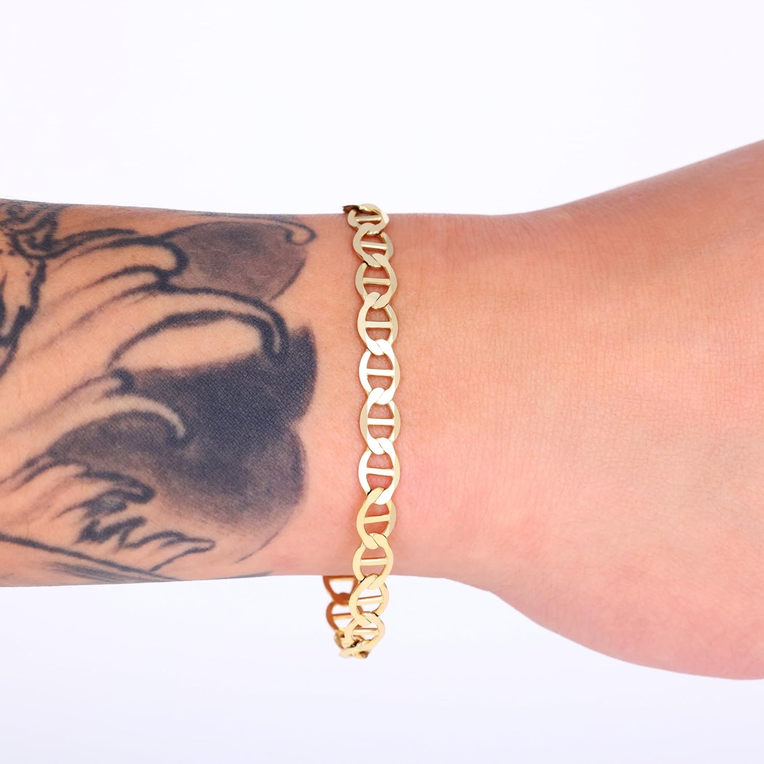 Nuragold 10k Real Yellow Gold Solid Mariner 6mm Chain Anchor Link Bracelet (7"-9") Italian Jewelry for Men & Women