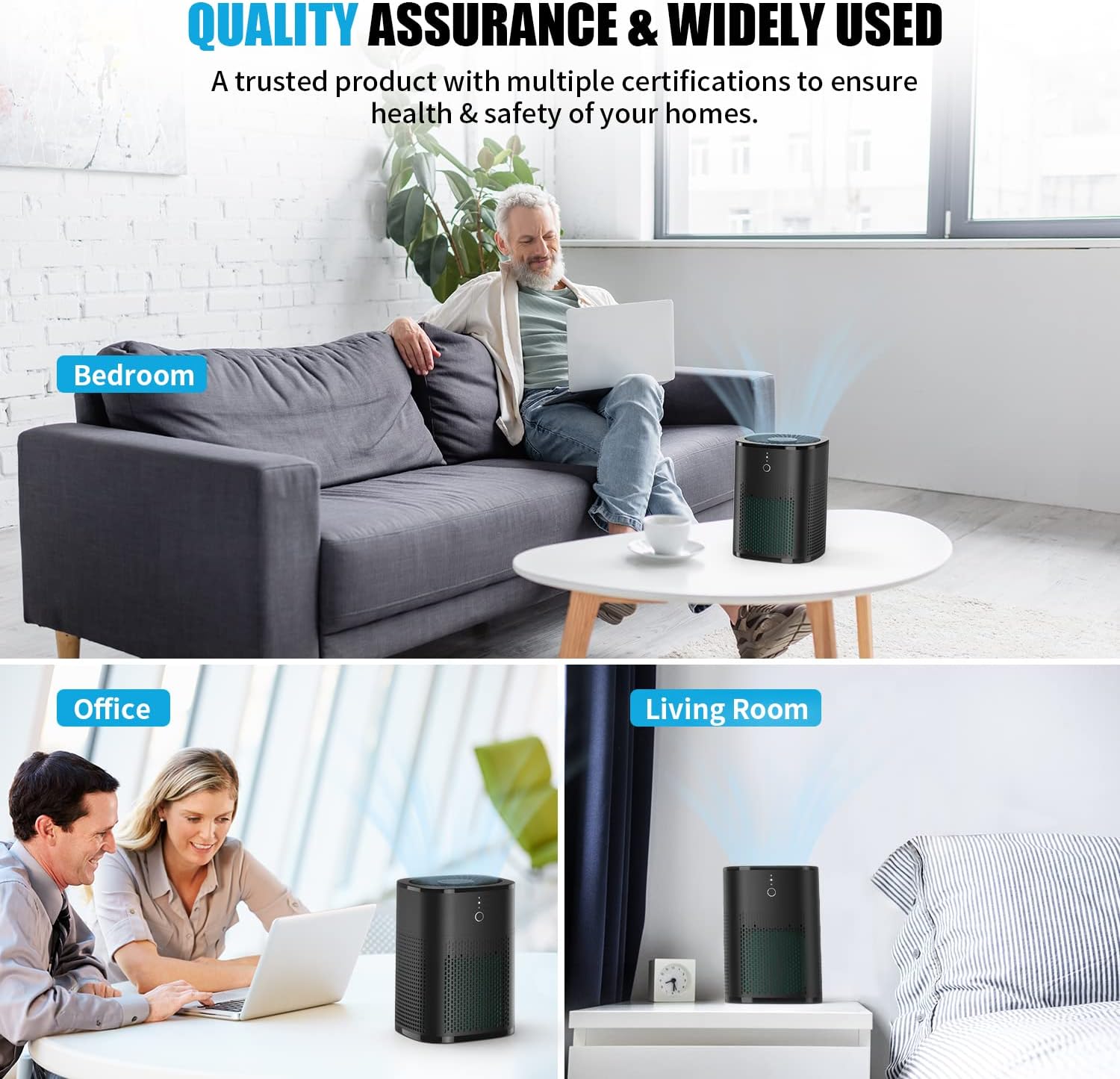 Air Purifiers for Bedroom, HEPA Covers Up to 302 sq.ft Room, 24db Sleep Model, Night Lighting, 3 Timers, with Aromatherapy for Bedroom, Dorm Room, Apartment, Kitchen-HY1800 (Black)