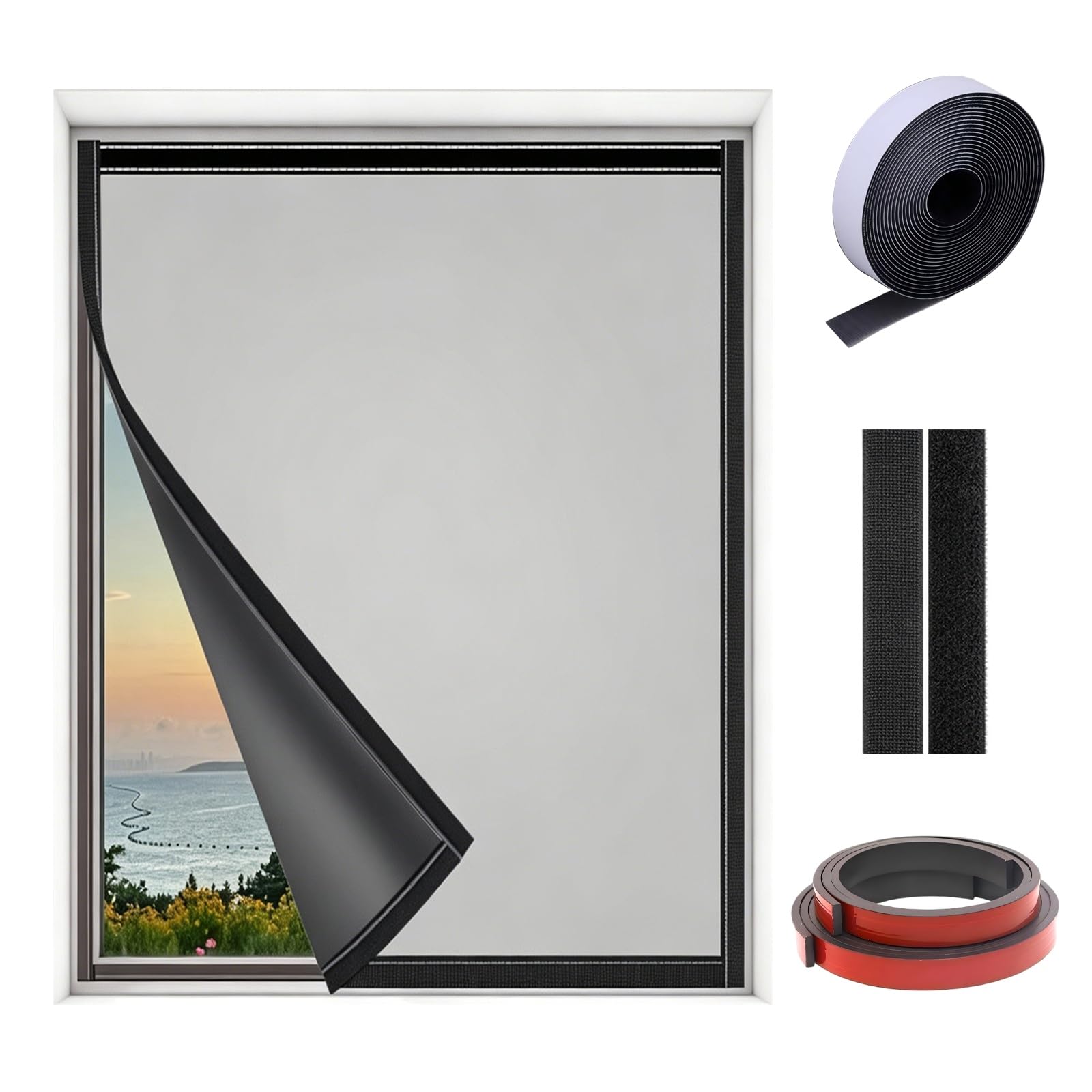 Blackout Curtains For Bedroom, 90x120cm Magnetic Blackout Shades, 100% Black Out Waterproof Window Curtains With Hook & Loop Strips For Any Window Frames(Magnetic Gray,200x120cm)