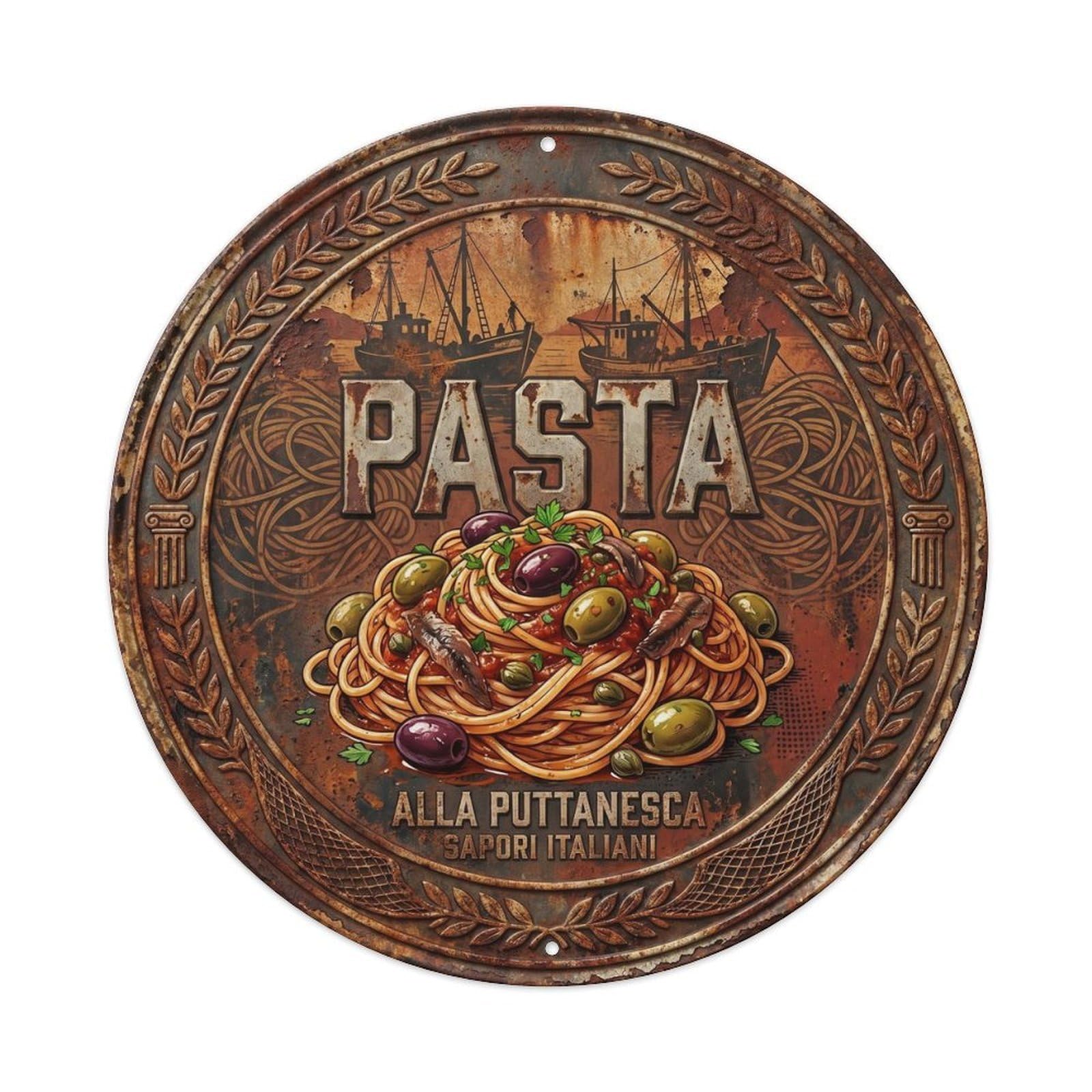 Restaurant Kitchen Italian Pasta Cucina Italiana Rustic Metal Tin Sign
