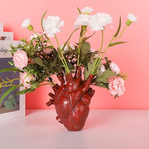 Miniatura 3 de BVCED Jarrón anatómico con forma de corazón jarrón creativo con forma de corazón humano florero de resina maceta de escritorio escultura de resina