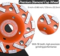 Vista 2 de Cubierta antipolvo para amoladora angular de 4.5-5 pulgadas + 2 piezas ruedas de copa de esmerilado de diamante de 5 pulgadas + cepillo de repuesto