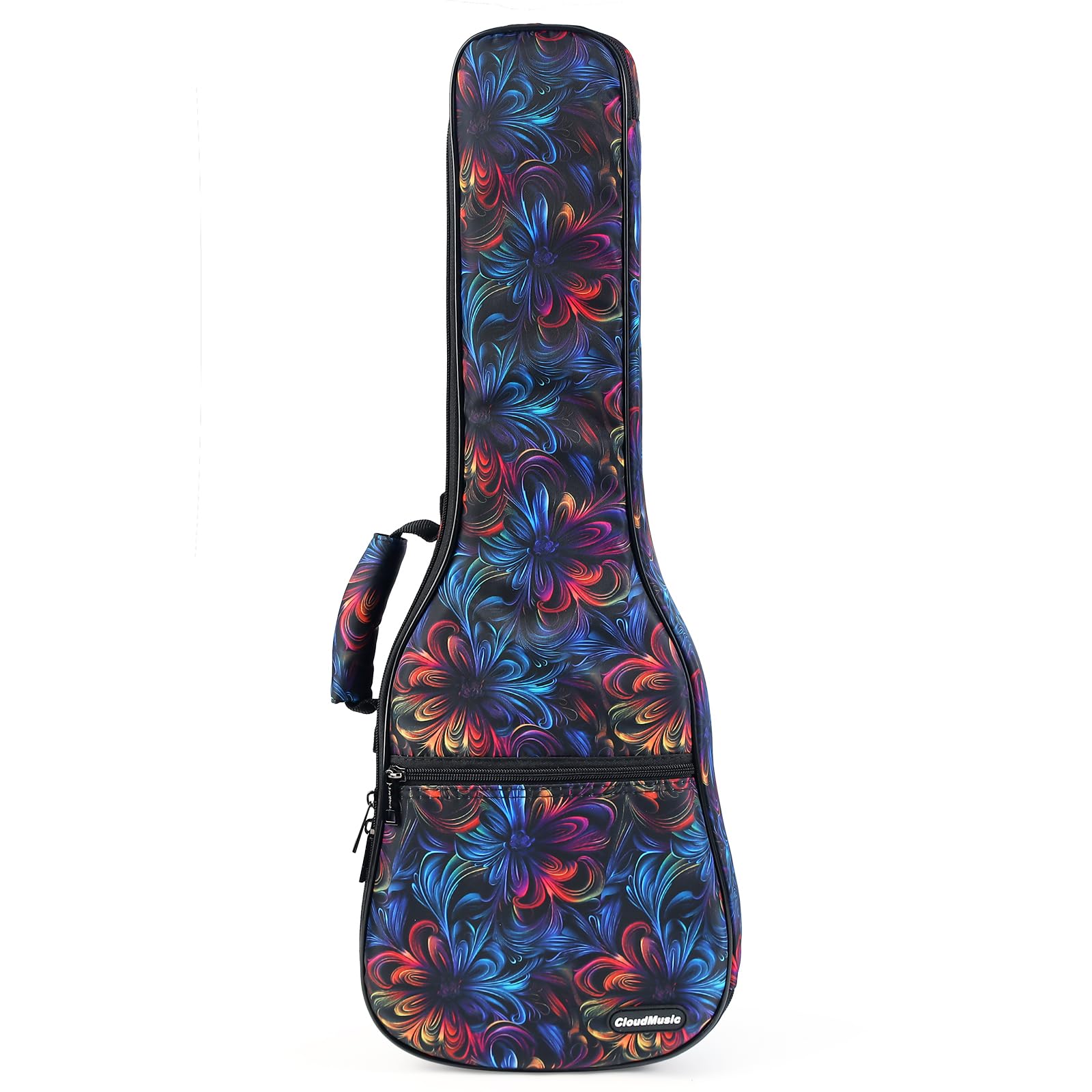 CLOUDMUSIC Ukulelen-Tasche Gigbag gepolsterter Rucksack für Sopran, 53,3 cm (21 Zoll) (Sopran, Floral Fantasy)
