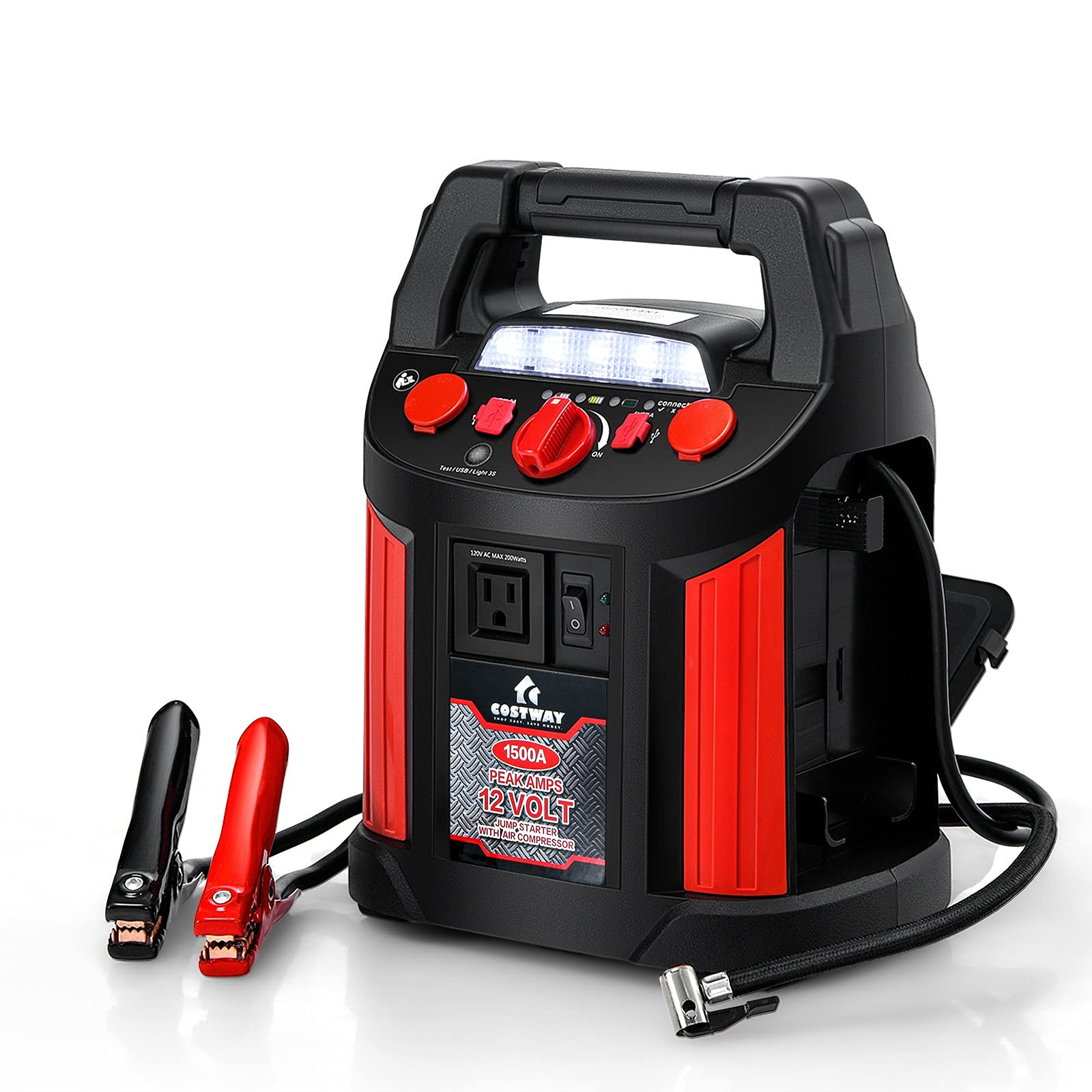 Goplus Jump Starter 1500 Peak/700 Instant Amps, 180 PSI Air Compressor