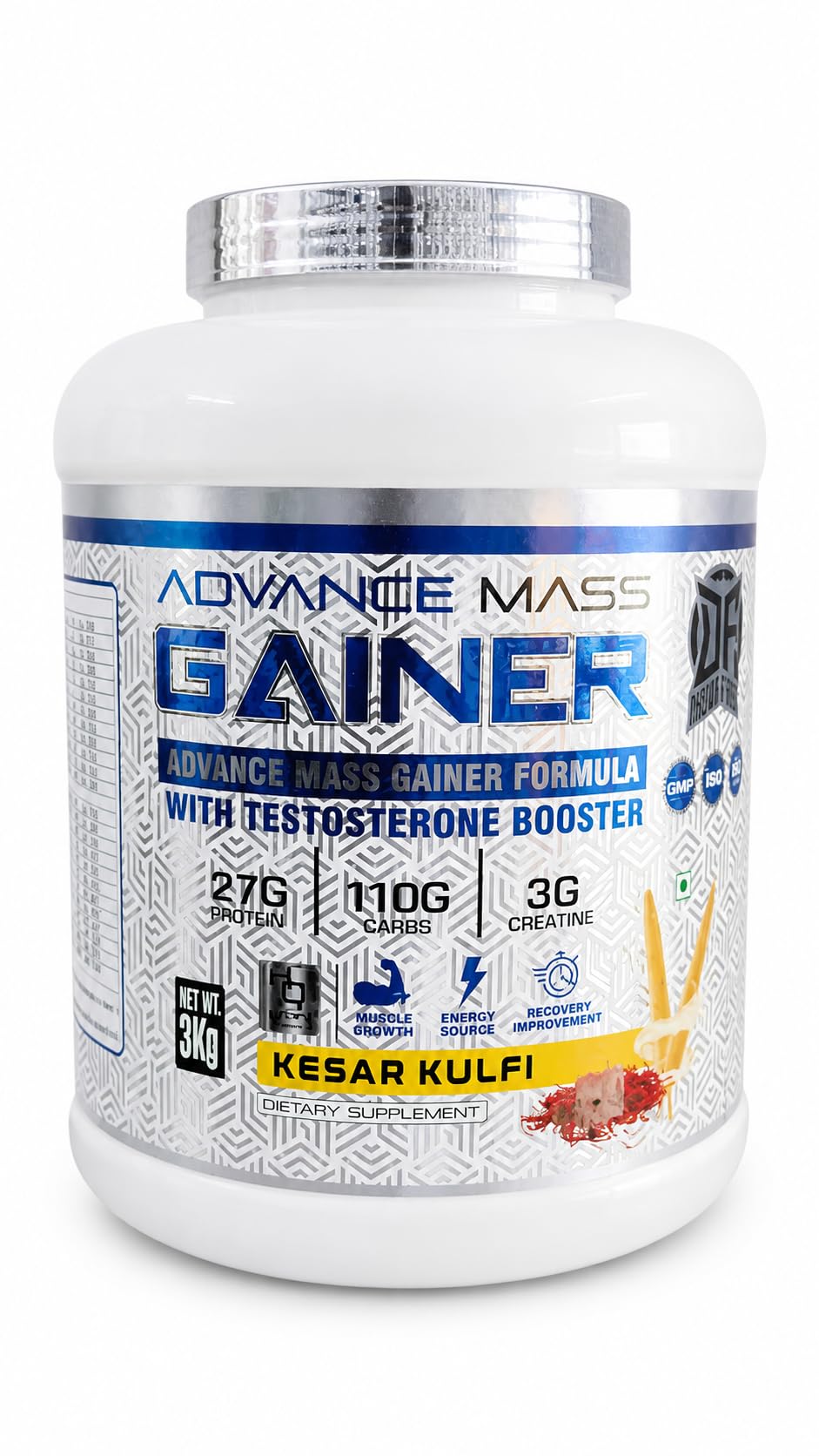 DREAM FUEL Advance Mass Gainer Protein Powder with Testosterone Booster, Kesar Kulfi Flavour, 3kg Weight Gainer Supplement with 27g Protein, 110g Carbs & 3g Creatine-image-48