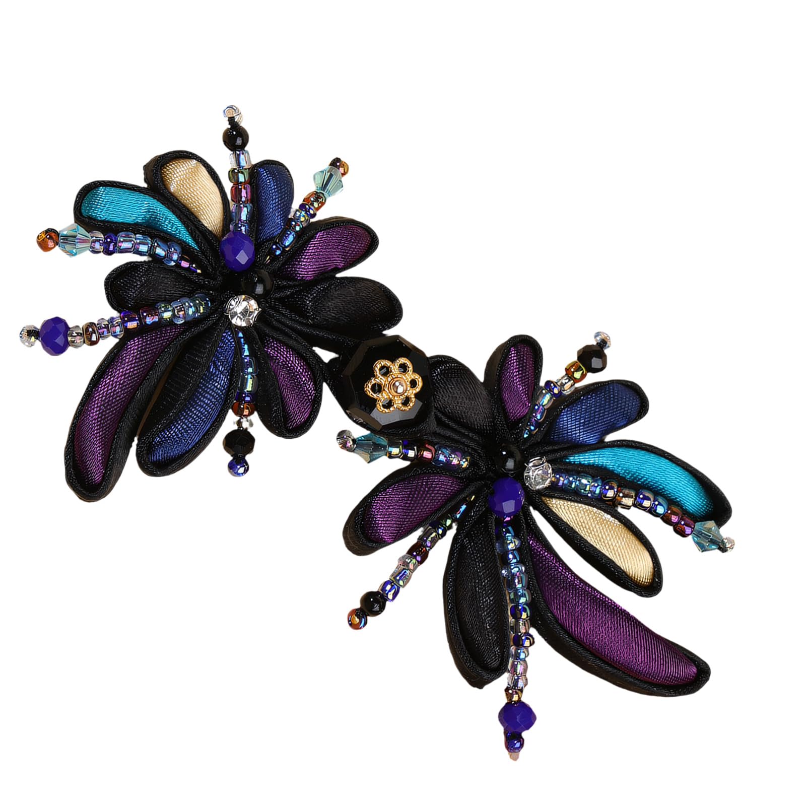 Chinese Frog Button Closure Glossy Floral Sewing Trim with Pearl Like Beads for Qipao Dress Coat Garments Mandarin Closure Chinese Knot Trim Ornate Sewing Button Fabric Petal Beaded Garment
