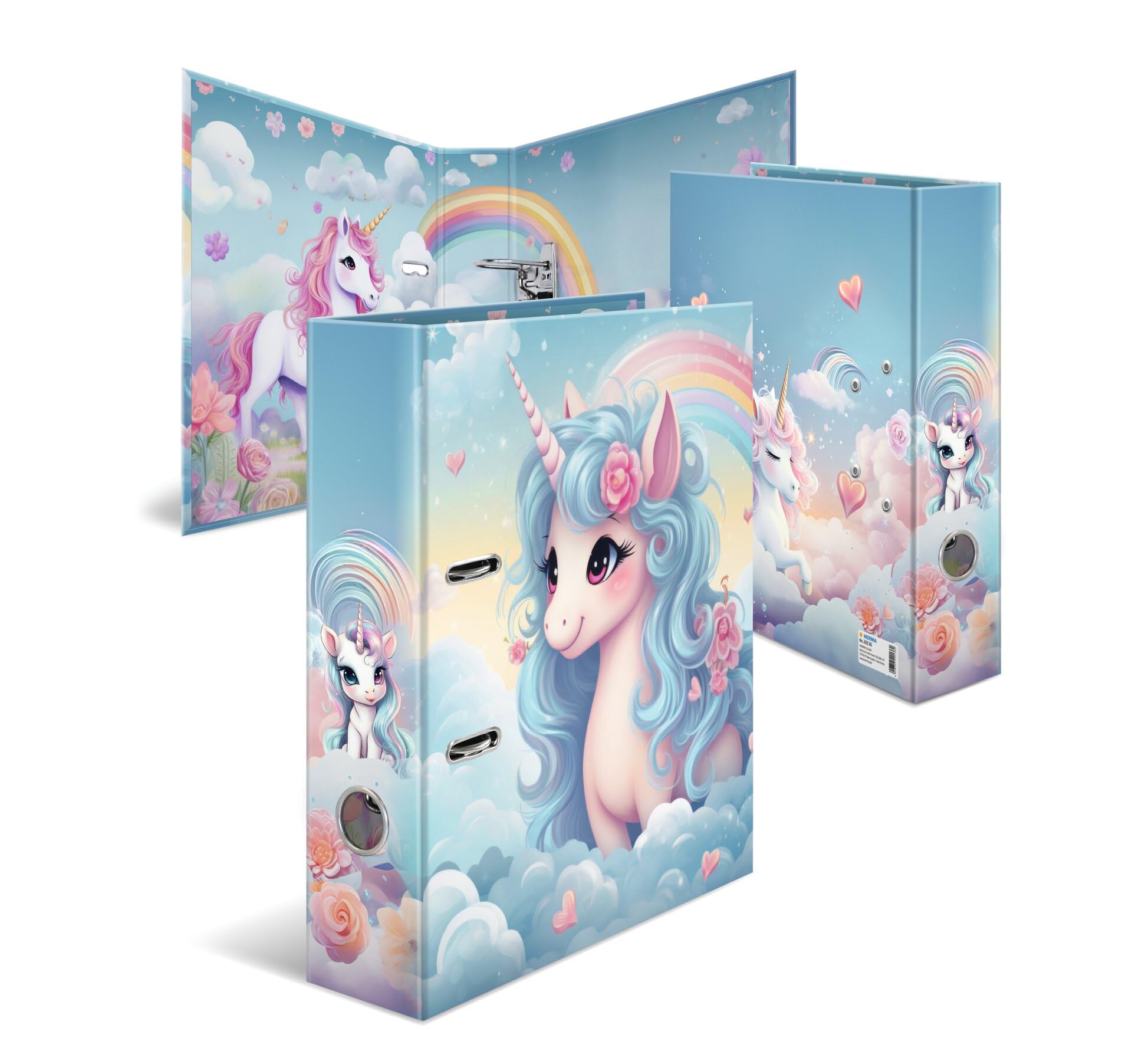 HERMA A4 Lever Arch File Happy Unicorn, 70mm Spine, Heavy Duty Folder with Animal Motif, Glossy Finish & Inner Print - Image 4