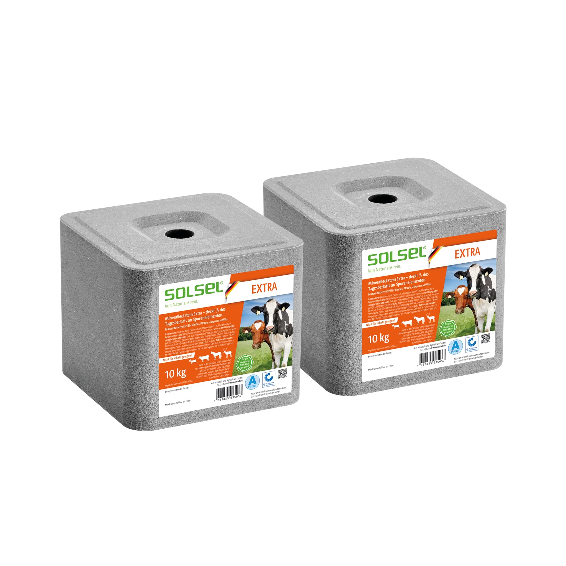 Leckstein EXTRA 1/3 20 kg für Rinder Pferde Ziegen Wild | 2 x 10 kg Essenzielle Mineralien & Spurenelemente | Fördert Vitalität und Gesundheit