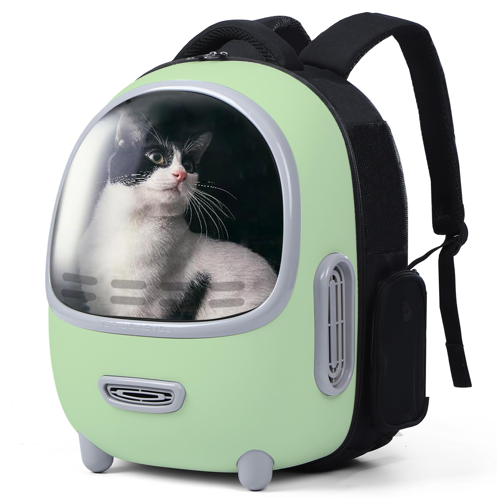 Lekeinchi Transportin Gato y Perro Mochila para Gatos y Perros Pequeños de hasta 15 Libras,Mochila Mascotas Aprobadas por Aerolíneas con Acolchado y Correa de Seguridad,para Viajes Senderismo,Verde