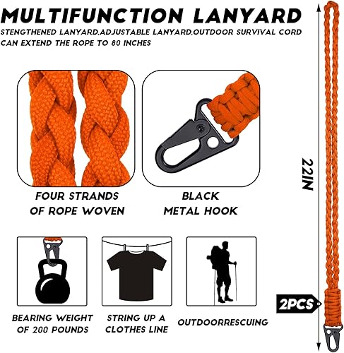 Miniatura 9 de Frienda Juego de 2 correas trenzadas para silbatos de paracaídas resistentes para actividades al aire libre