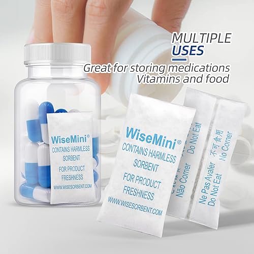 Miniatura 2 de Wisesorb Paquetes de gel de sílice de 0.18 oz, paquete de 60 paquetes desecantes, paquetes de humedad, absorbentes de humedad para almacenamiento de
