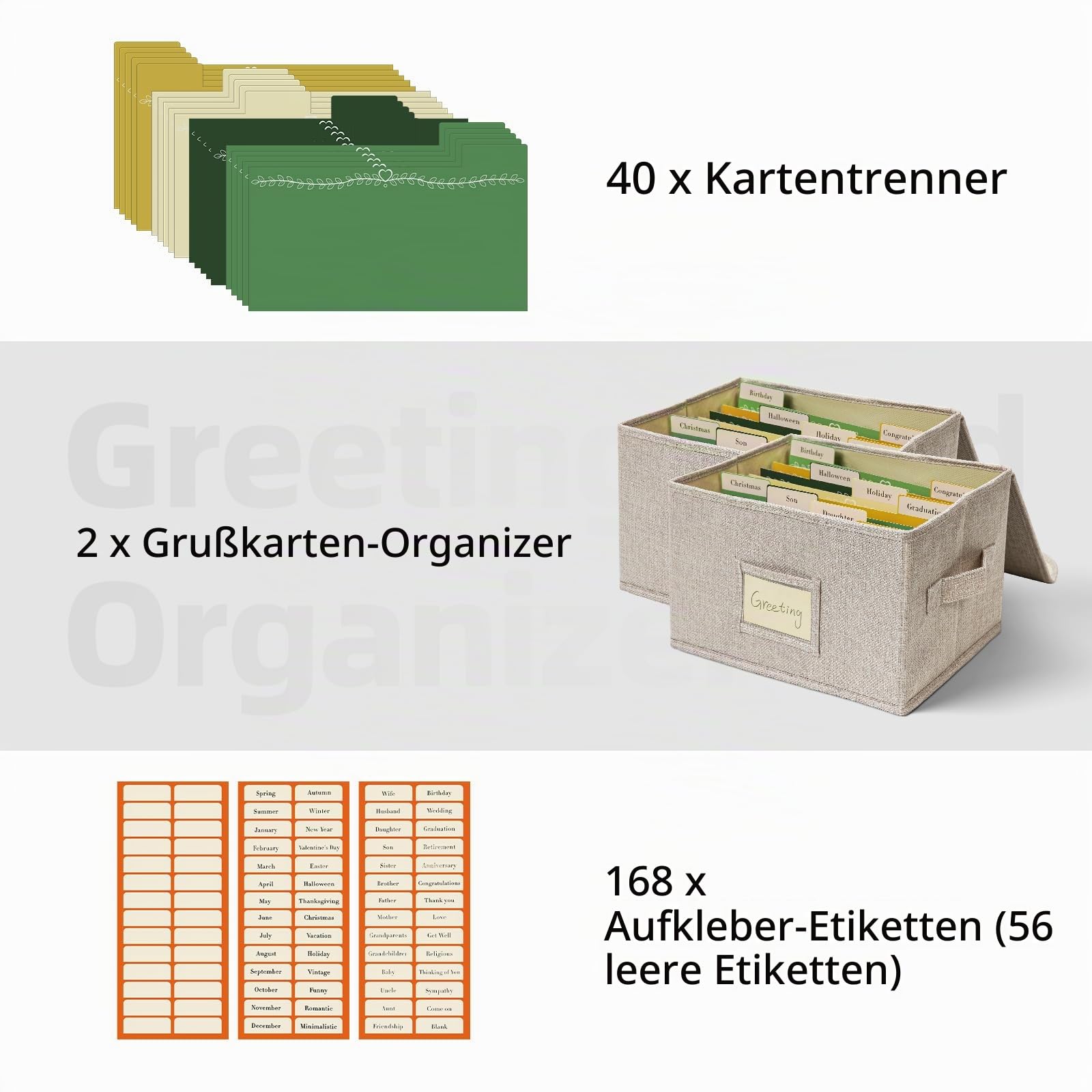 Vienrose Grußkarten-Organizer, Fotoaufbewahrungsbox, 2 Packung, Beige