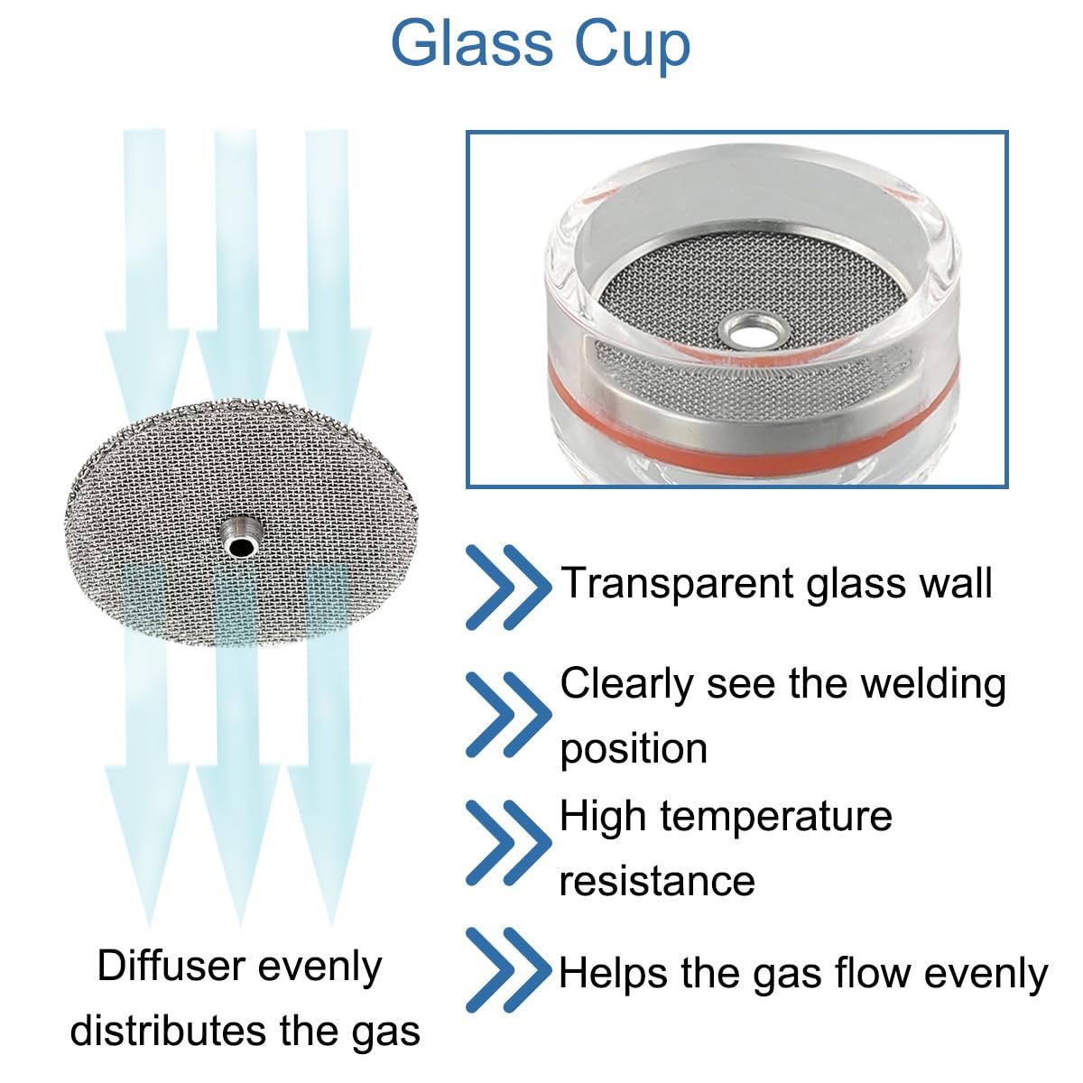 Kit tazza di vetro per TIG WP-17/18 / 26 Torcia di saldatura a gas Len 2.4 mm Collet Chuck Body Guarnizioni in gomma Cup Seal Finger Cot Welding Gun Consumables Accessories Kit
