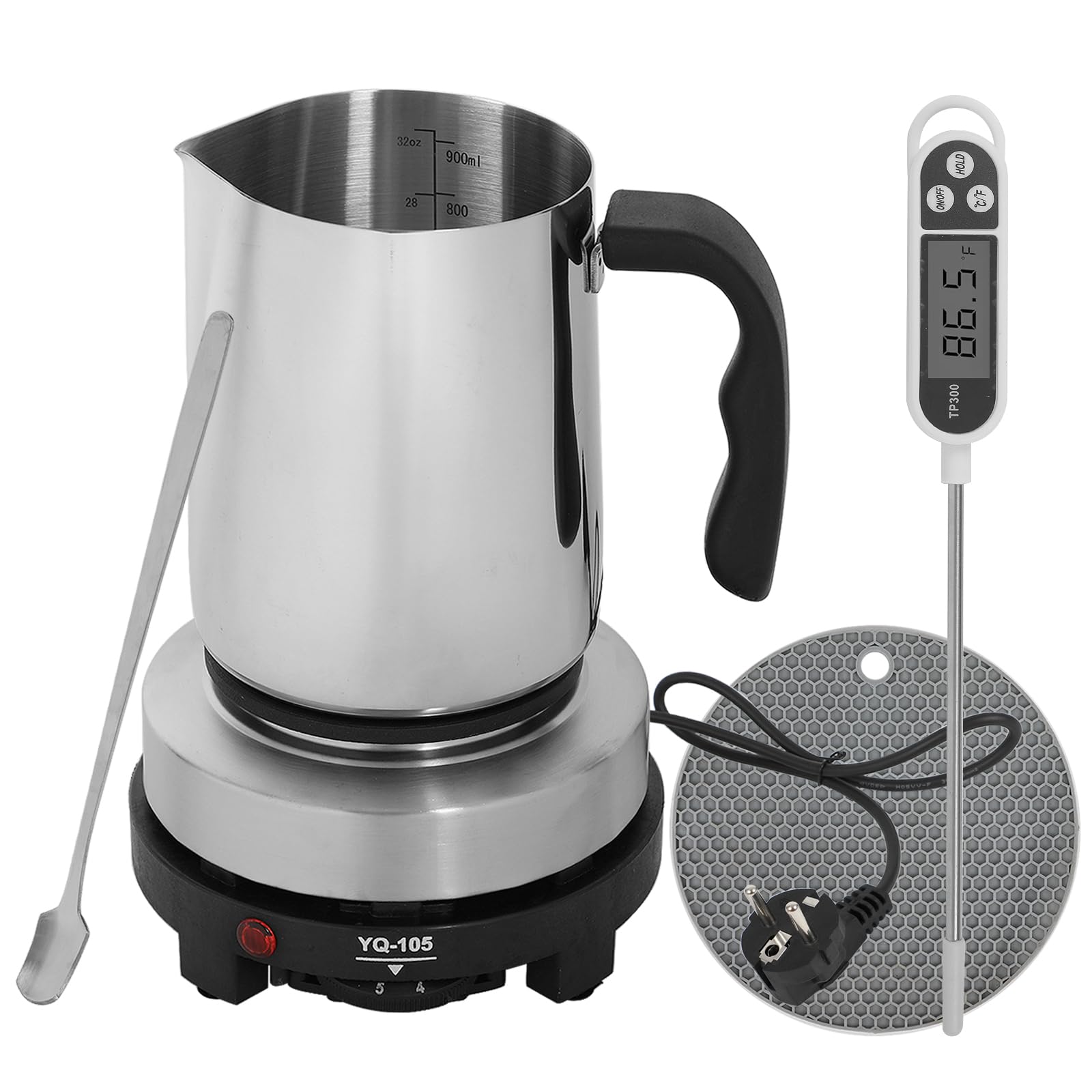 XLSBZ Kit per la produzione di candele, fai da te, con piastra di riscaldamento elettronica e pentola di cera da 900 ml, set per la produzione di candele per principianti