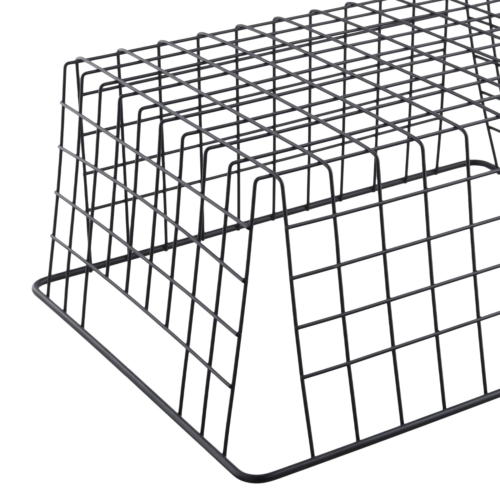 ZOENHOU 2 metalowe kosze, czarne, du?e, 36 x 29 x 15,5 cm, kosz druciany z uchwytami, kosz siatkowy do kuchni, ?azienki, spi?arni, biura