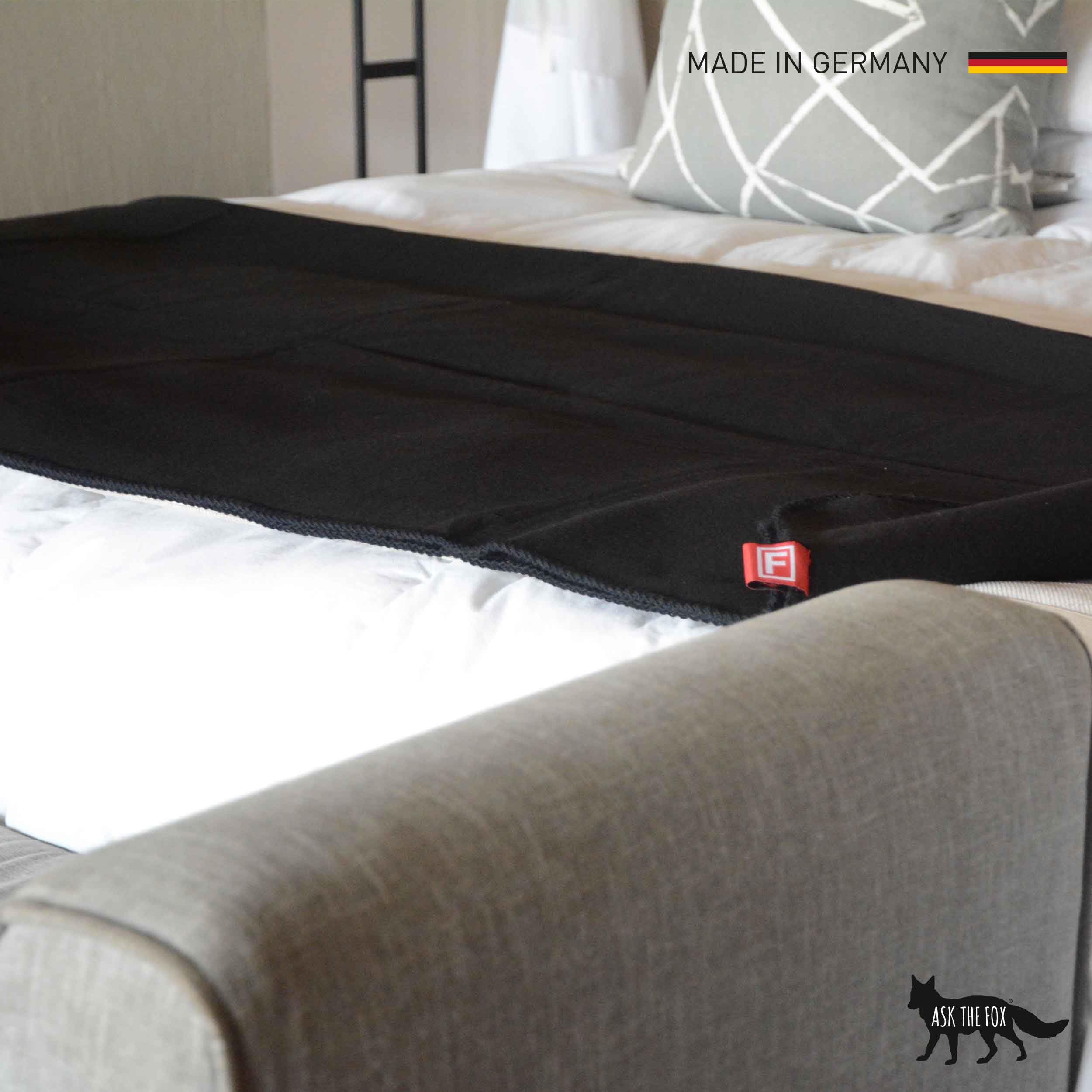 Cosy Fox Manta ignífuga multifuncional de alta calidad con factor de peluche, primera medida contra incendios, 160 x 200 cm (negro hermoso)