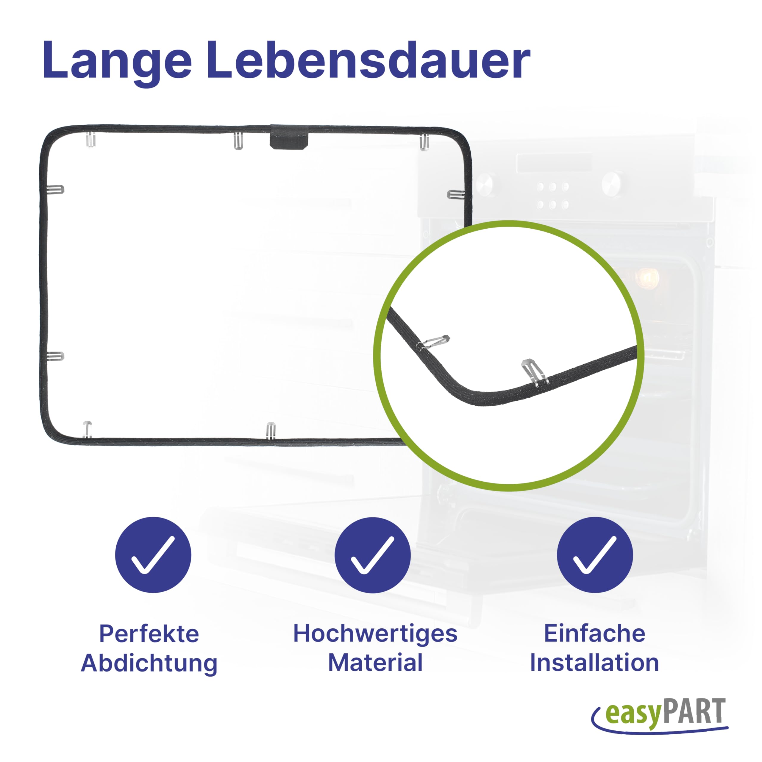 easyPART passend für BOSCH 00491638 Türdichtung Tür Dichtung Backofen Ofen | Herd Siemens 491638, EUROPART 804234, eu804234, 03121597, Backofentürdichtung, 10115897, Kompatibel mit Bluparts