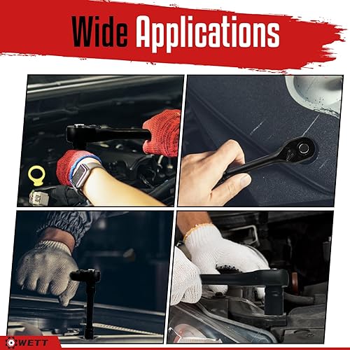 Miniatura 8 de WETT Juego de llaves de impacto de 12", juego de llaves de vaso poco profundas de 24 piezas, SAEmétrica, 716"-1", 0.512 in-0.945 in, mango de