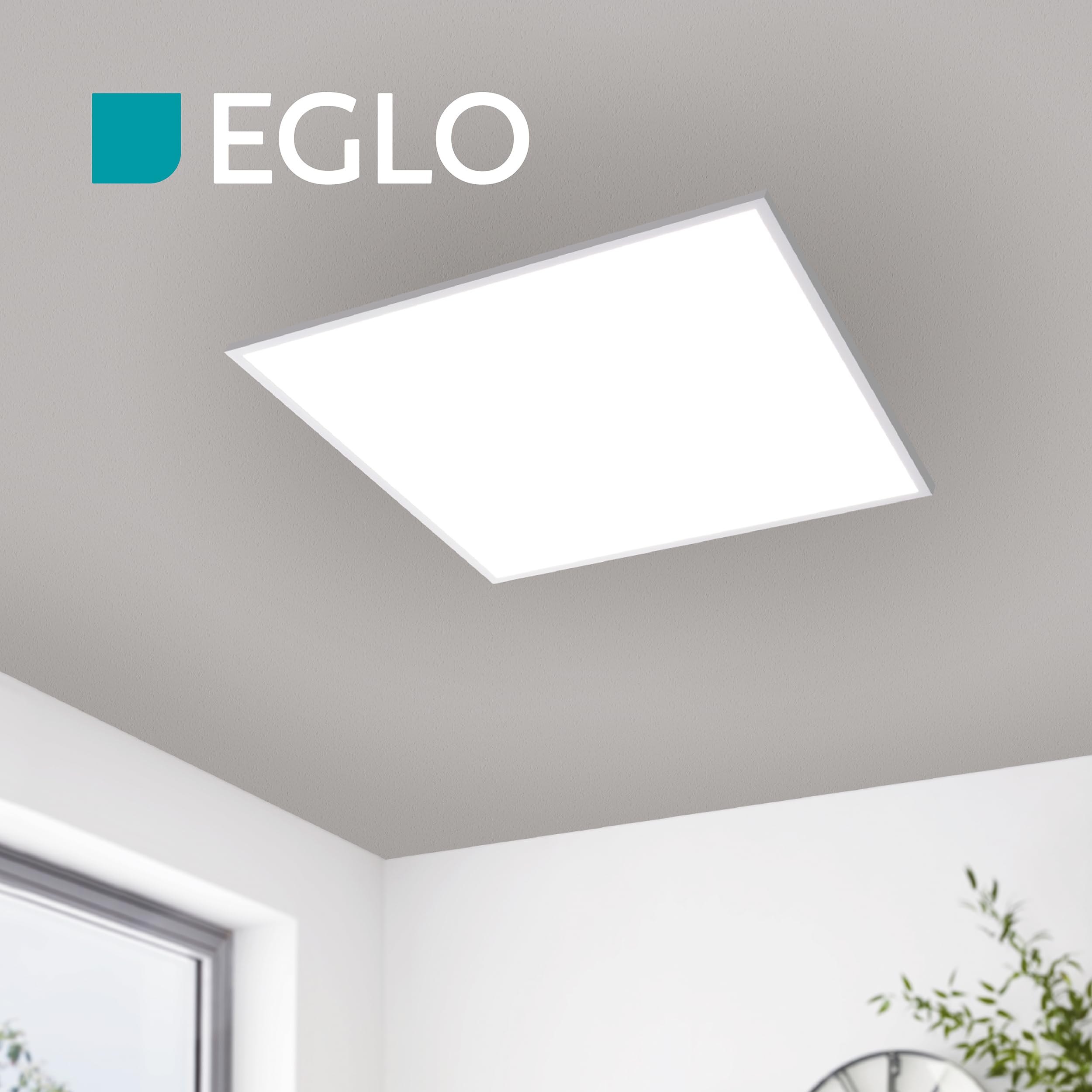 Eglo Plafonnier LED Bottazzo, lampe de plafond pour salon 100x25 cm, panneau ultra-plat en aluminium et plastique noir, dimmable par télécommande, blanc chaud – blanc froid