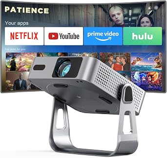 1800ANSI & Officially-Licensed APPSmart 4K Projector with WiFi and Bluetooth, VISSPL 3D Dolby Audio and Auto Focus Portable Outdoor Projector, Movie Home Theater Projectors for Bedroom/Ceiling