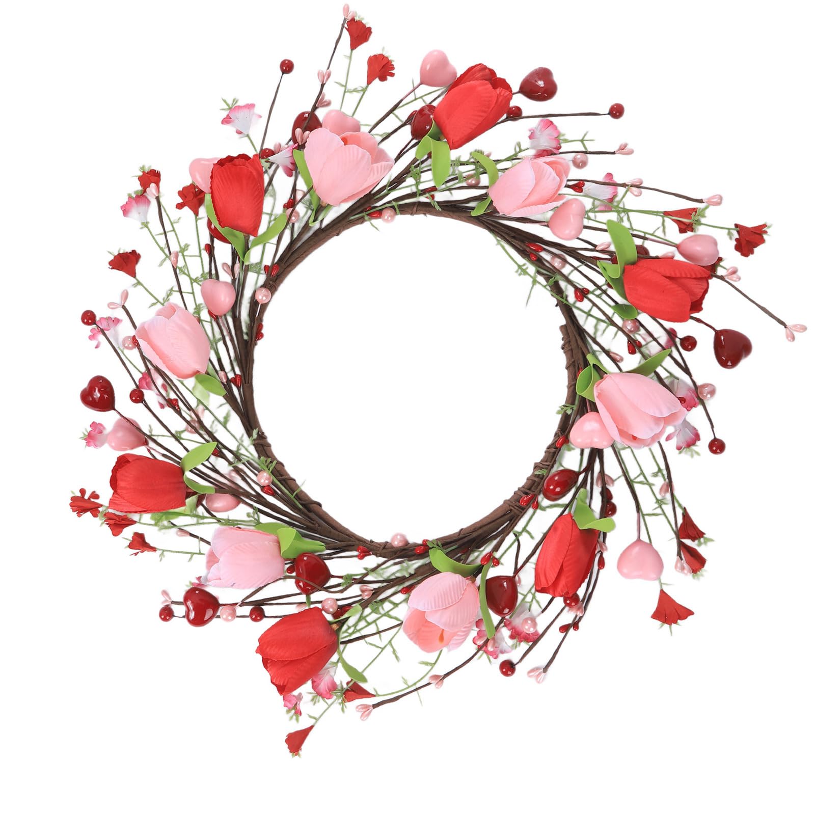 Realistic Artificial Berries Wreath Spring Wreath Door Hanging Ornament for Front Door Wall Window Festival Decoration Holiday