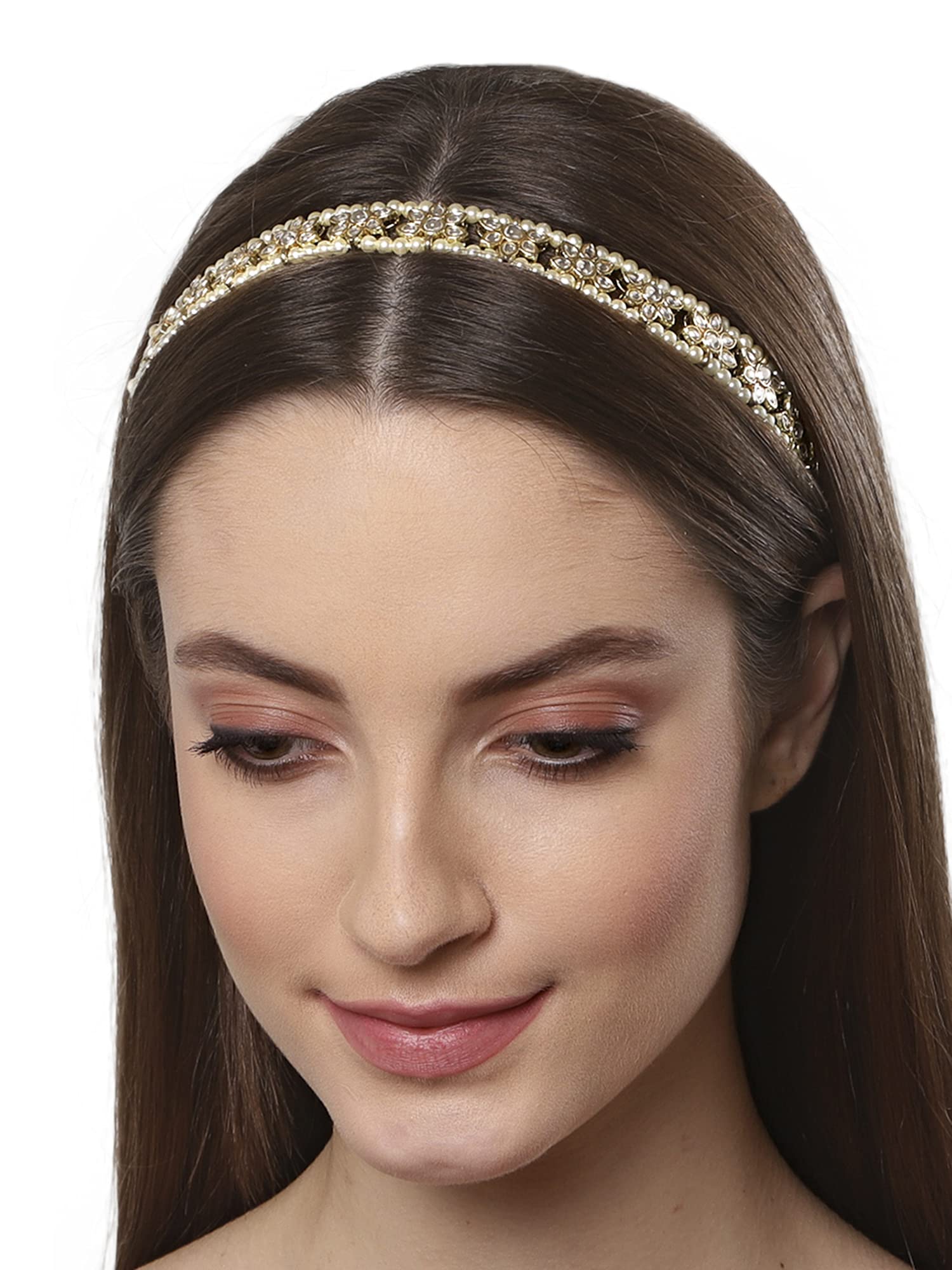 Karatcart Floral Shape Embellished Kundan Metal Hairband for Women, Pack of 1 - Gold (B09H7M9SZT) Amazon Price History, Amazon Price Tracker