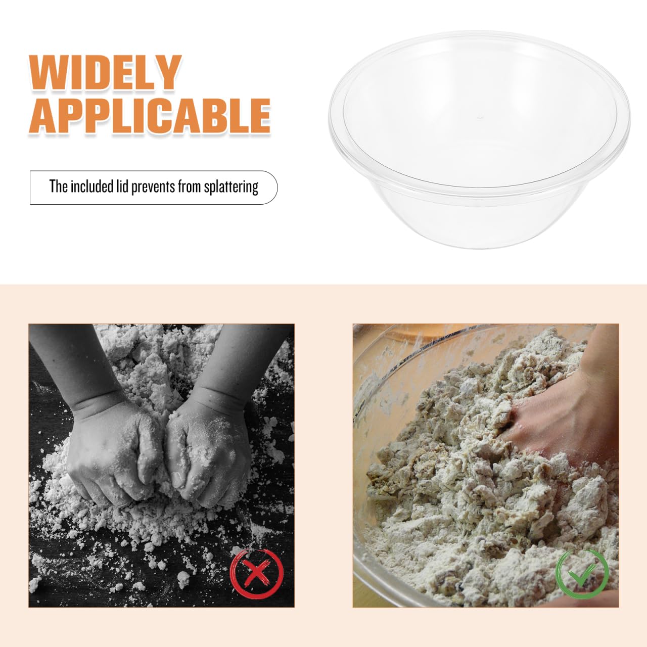 Amosfun Ciotola Impasto con Coperchio in Plastica, Profonda, Capiente