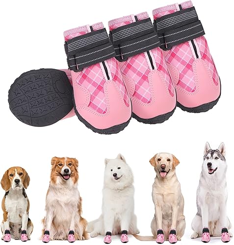 Miniatura 1 de BEAUTYZOO Botas protectoras de patas para perros medianos y grandes, zapatos de malla transpirable para pavimento caliente, botines para perros con