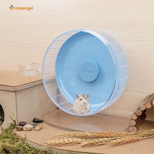 Vista 123 de Niteangel - Ruedas de ejercicio supersilenciosas para hámster, con soporte ajustable, para ratones, jerbos u otros animales pequeños Rosado