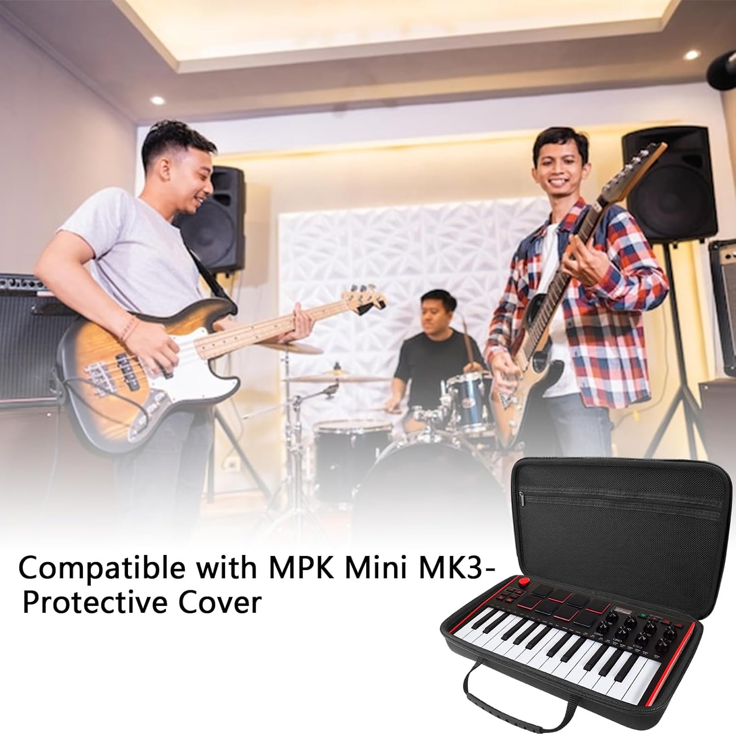 Premium Velvet Hardshell Case Compatible with LIVEN Texture,Evoke,XFM,Lofi-12, 8bit warps,AKAI Professional MPK Mini MK3,Hercules DJControl Mix Ultra,MIDI Controller Keyboard cover(Black) - Image 4