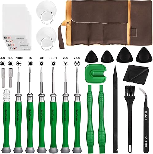 Kaisi Kit de herramientas de reparación 26 en 1 para Nintendo Switch Y00 Y20 Triwing 380177in Security Gamebit y Torx T6H T8H T10H Juego de