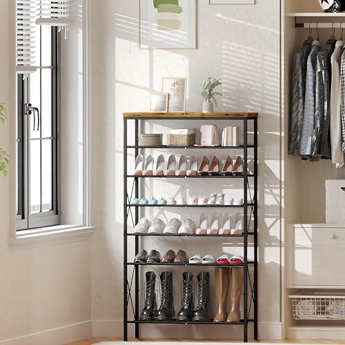 Miniatura 4 de Organizador de zapatos alto de 8 niveles, estante de zapatos de gran capacidad con capacidad para 32 pares de zapatos, duradero y estable, estante