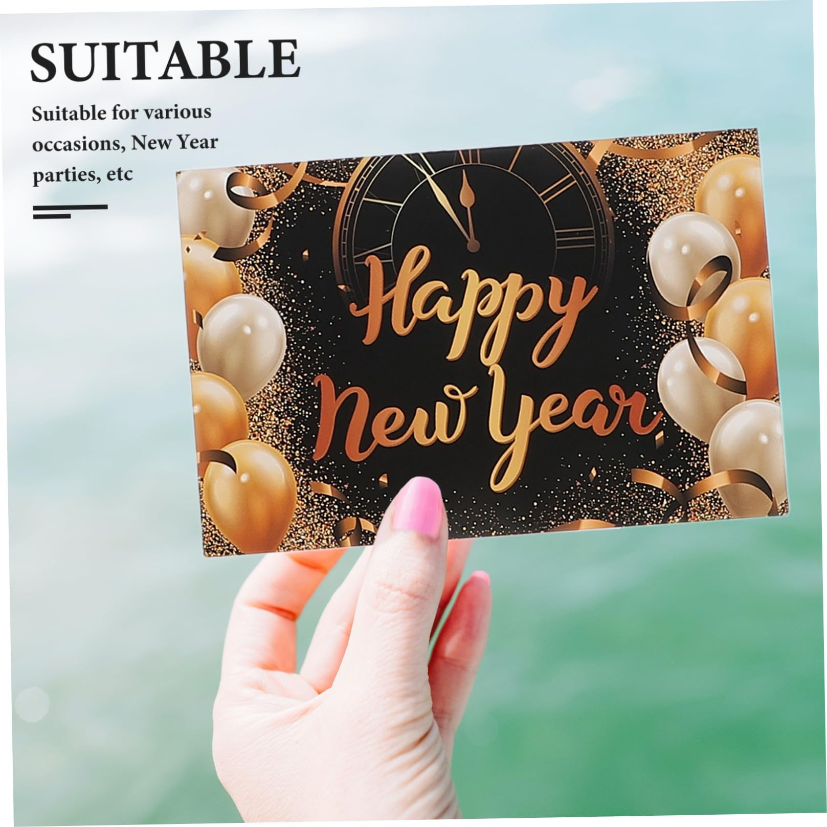 5 Sätze Neujahrsgrußkarten mit Umschlägen und Happy Year Stickern Vielseitige Faltkarten für Party Deko Familienfeiern und Persönliche Grüße Stilvolles Design Handschriftlich