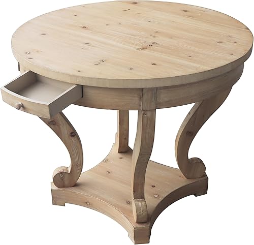 Miniatura 8 de kevinplus Mesa auxiliar redonda grande con espacio de almacenamiento de 2 cajones para sala de estar, estilo moderno de granja (diámetro 31.5 x 27.1